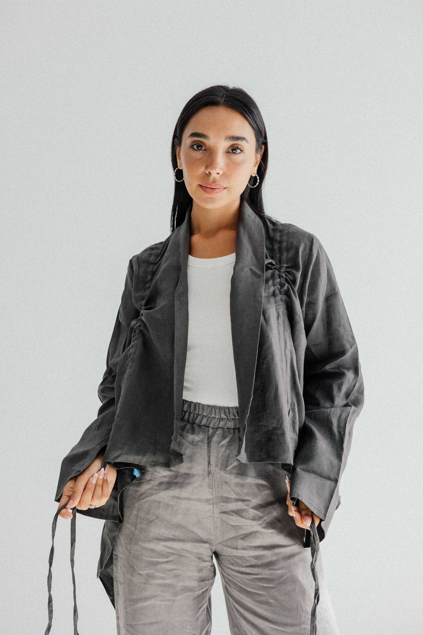Elastic Kimono In Dark-grey