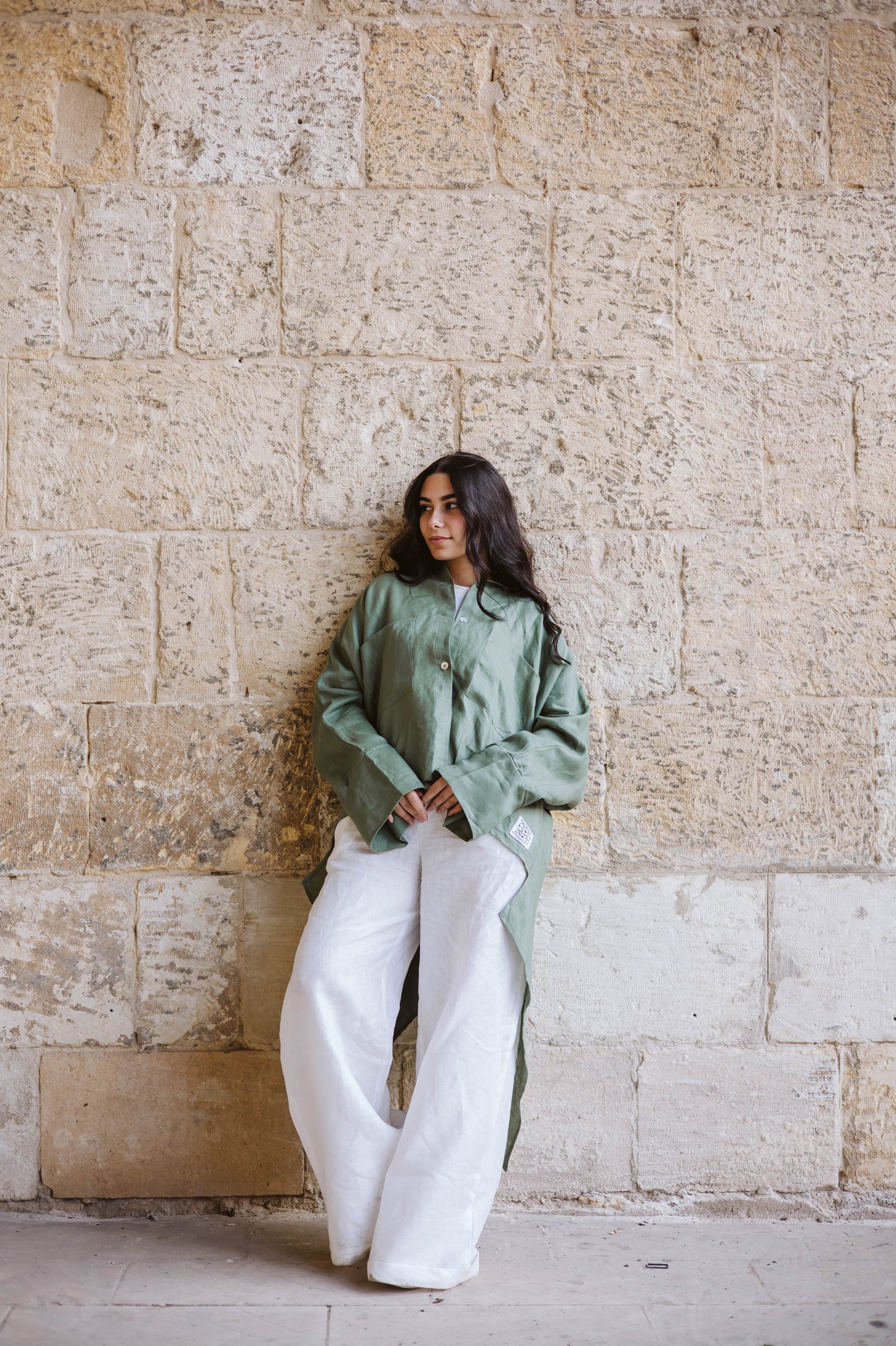 High-low Shirt In Olive