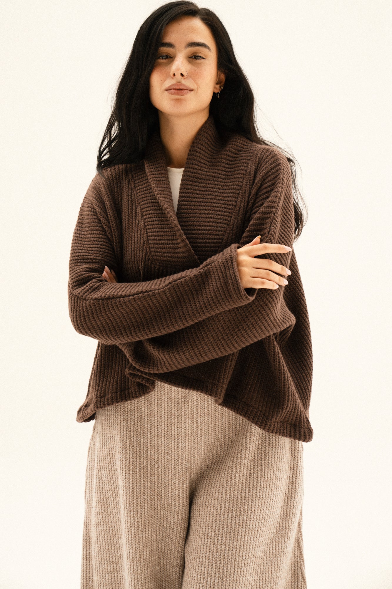 Collar pullover in brown