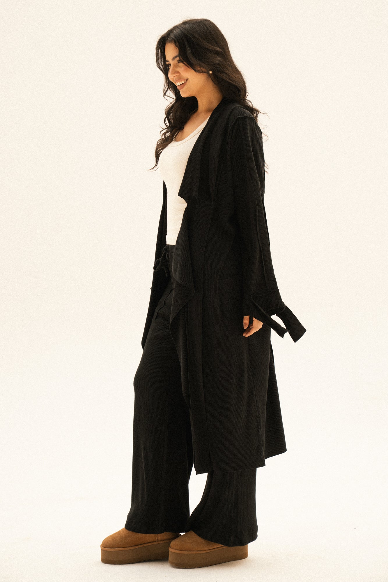 Lined Wool Set In Black