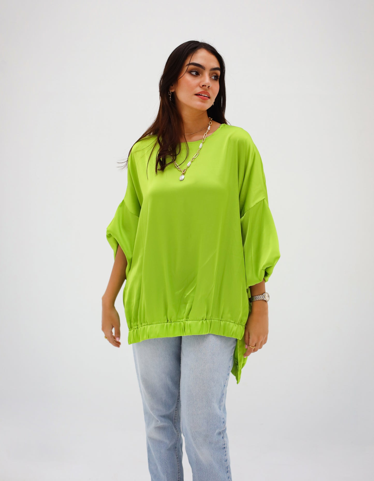 Satin Top - Limegreen