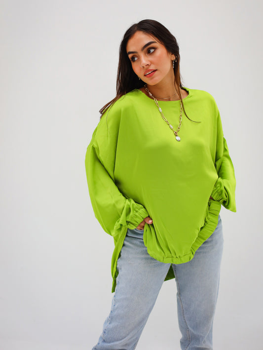 Satin Top - Limegreen