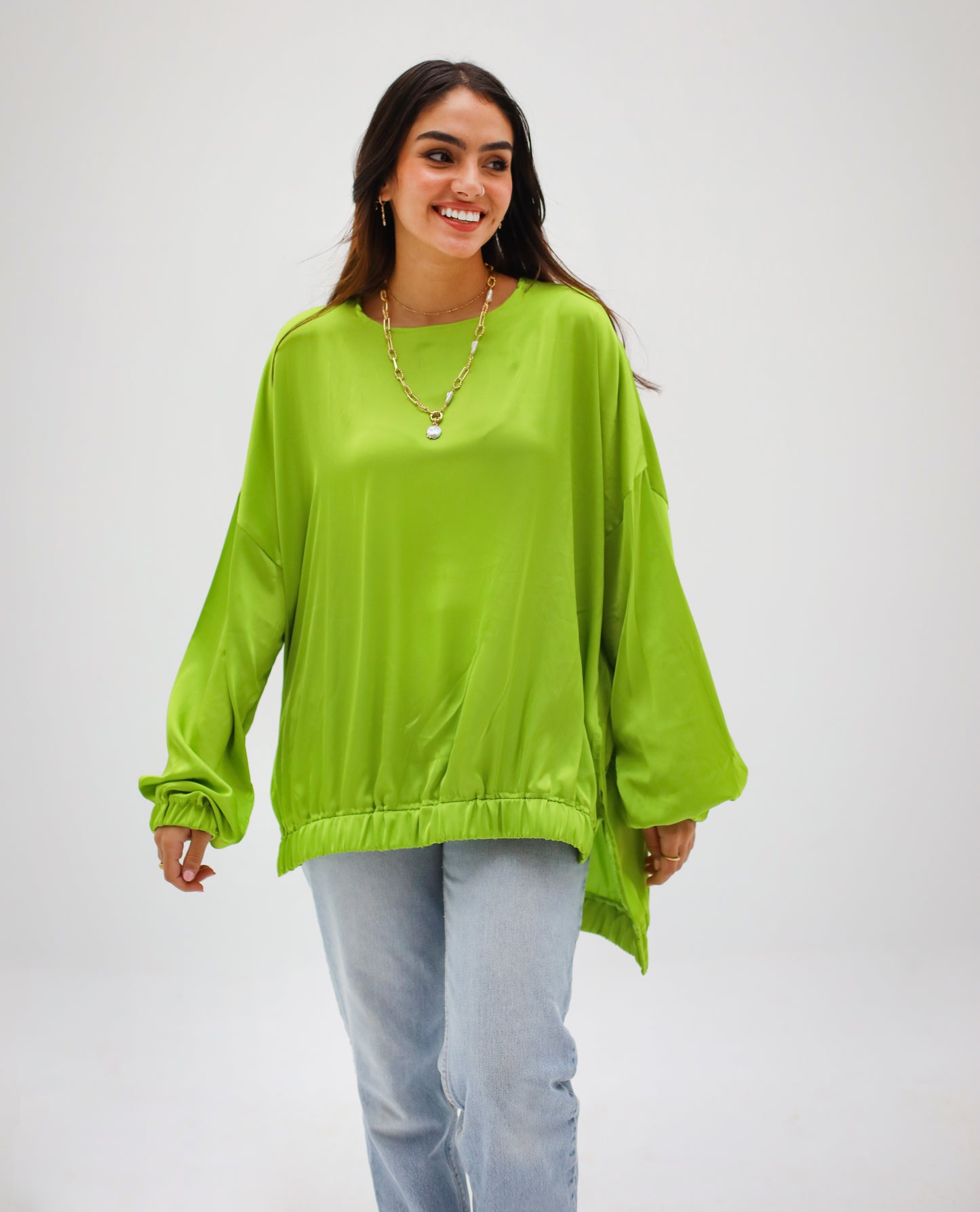 Satin Top - Limegreen