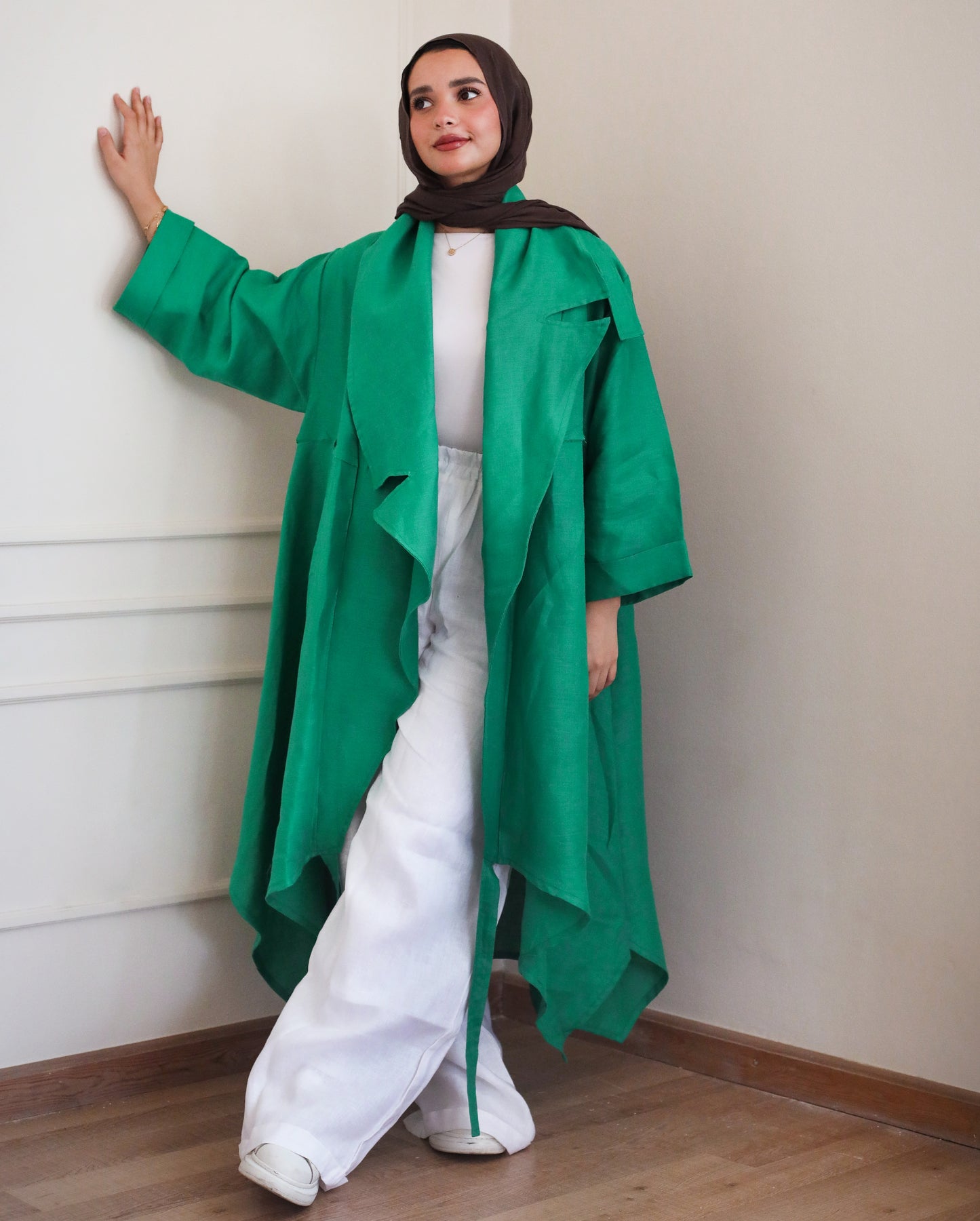 Highl-low  Kimono in green