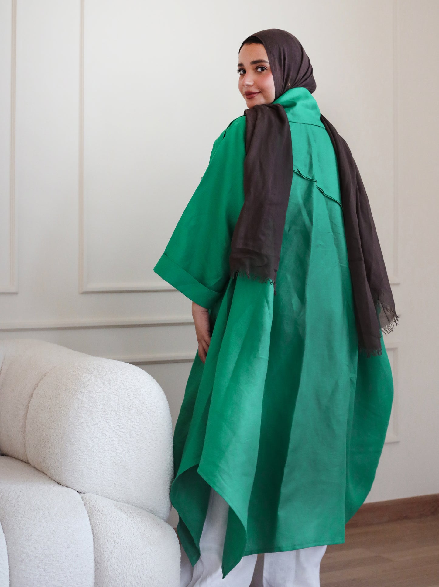 Highl-low  Kimono in green