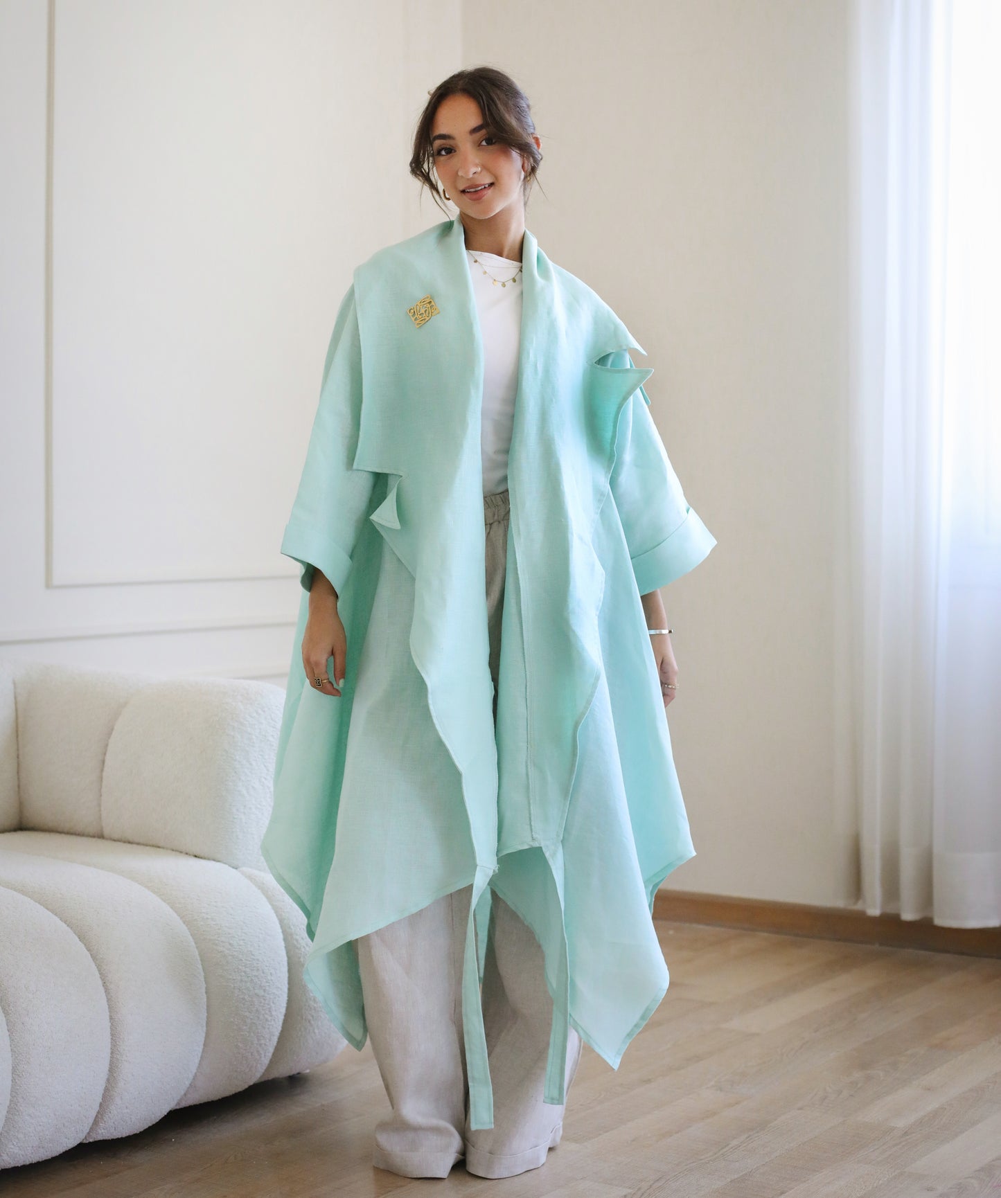 High-low kimono in mint green