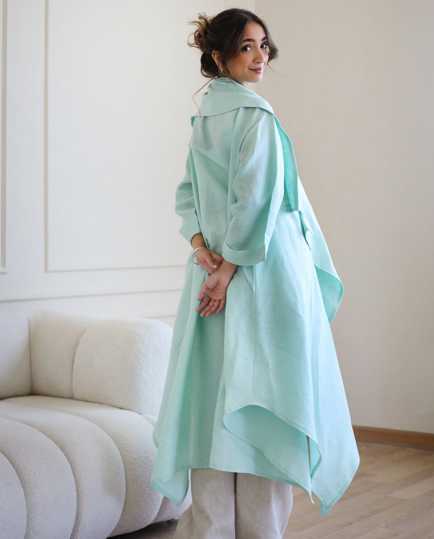 High-low kimono in mint green