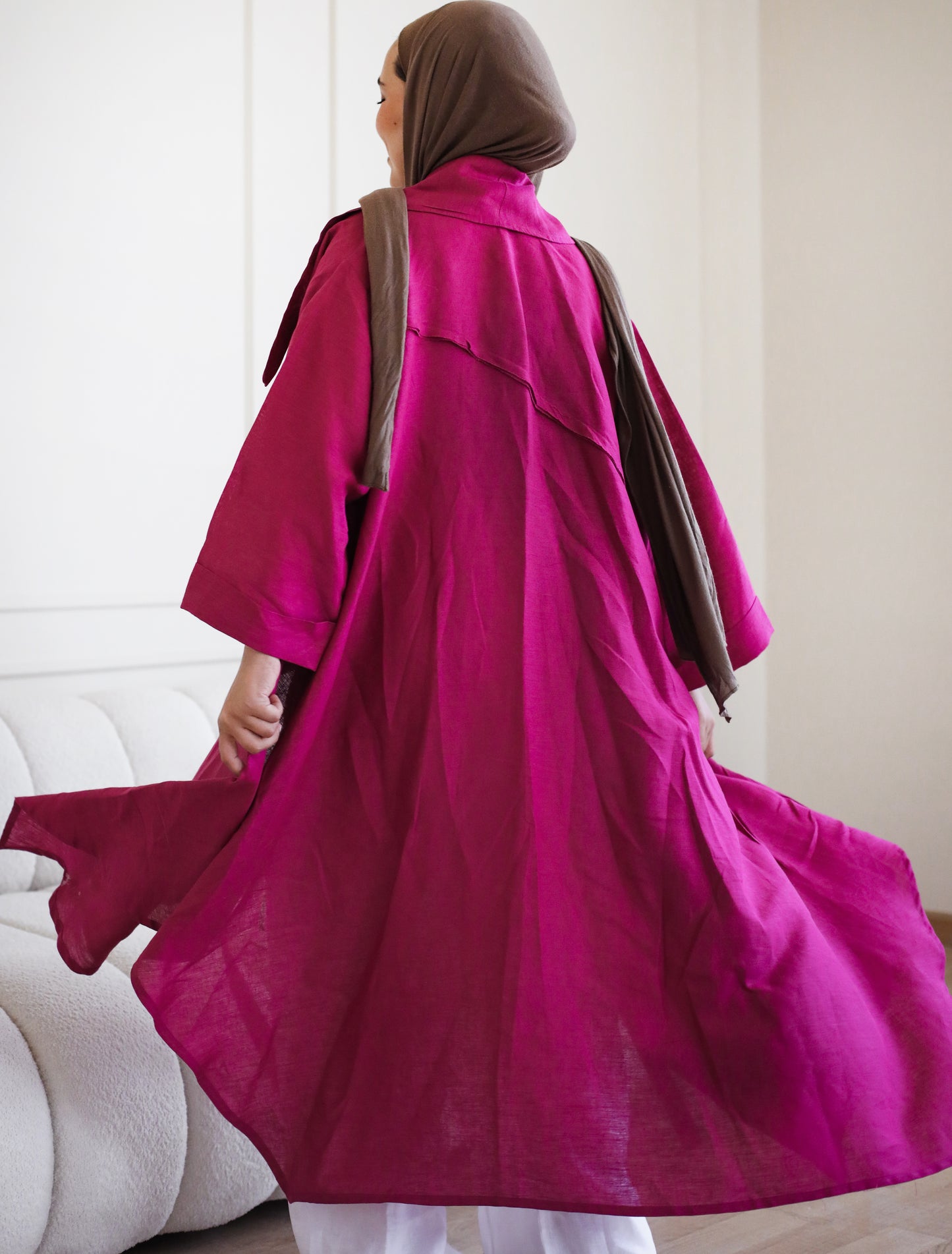 High-low Kimono in Fuchsia