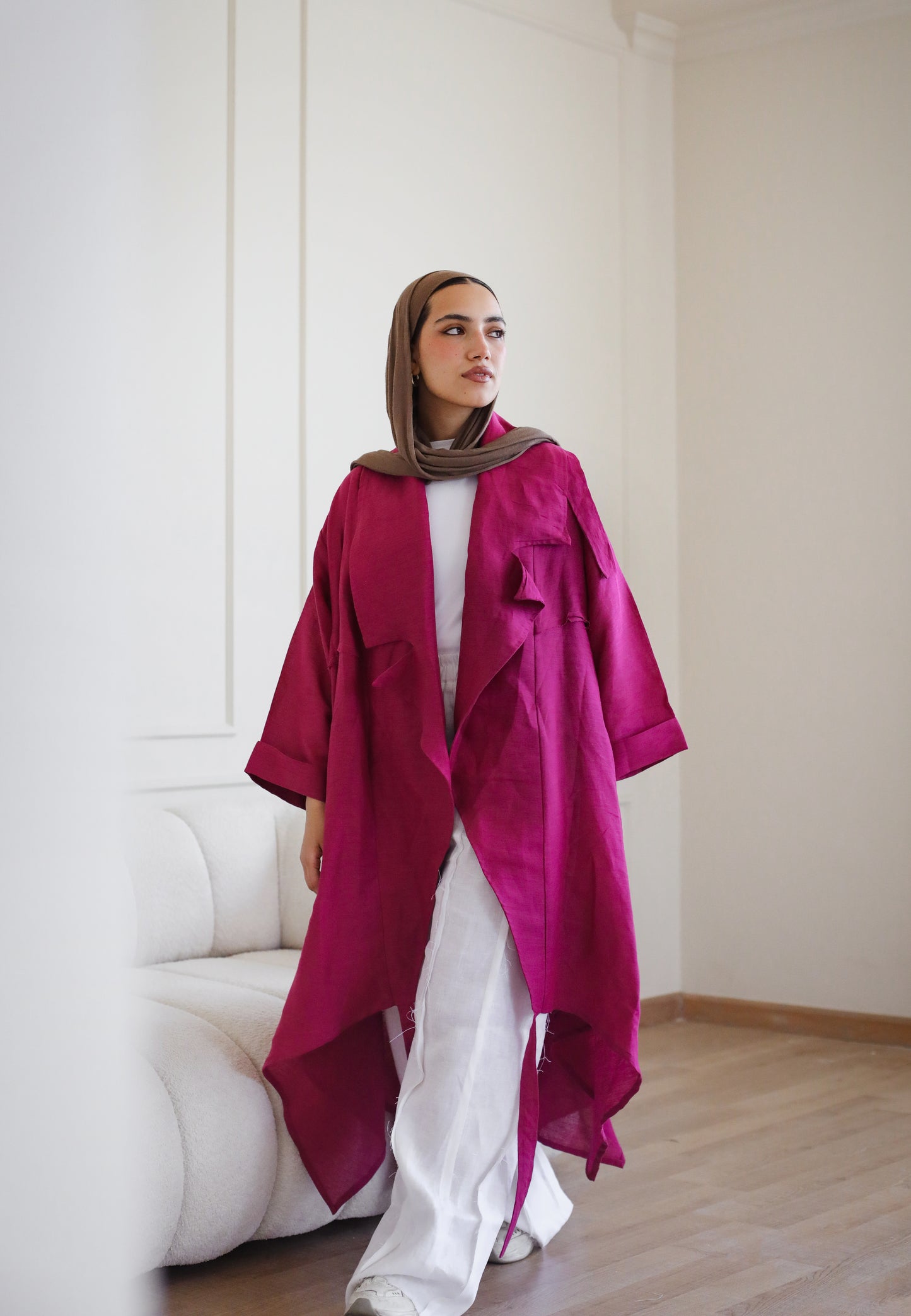 High-low Kimono in Fuchsia