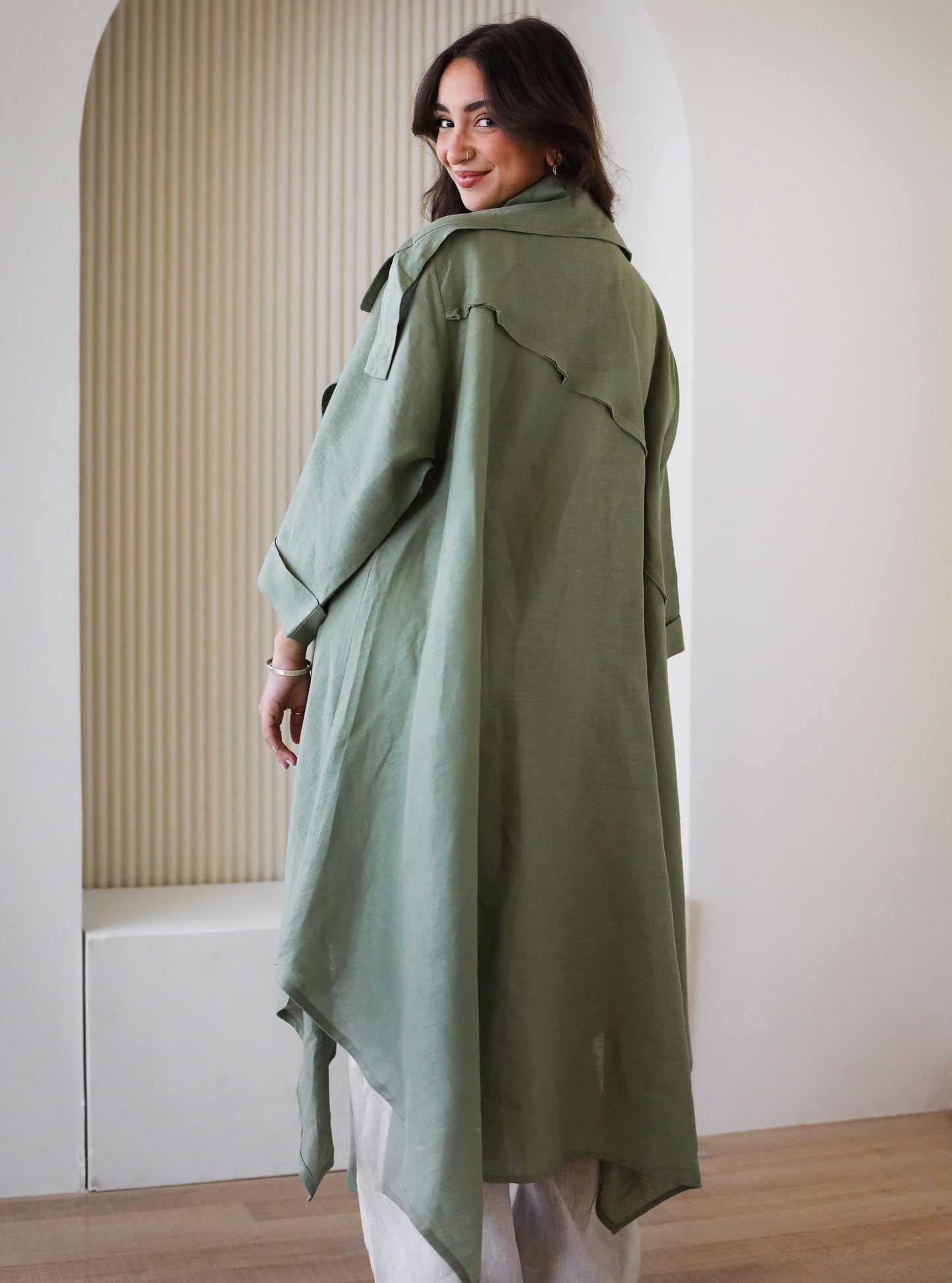 High-low Kimono in Light-olive