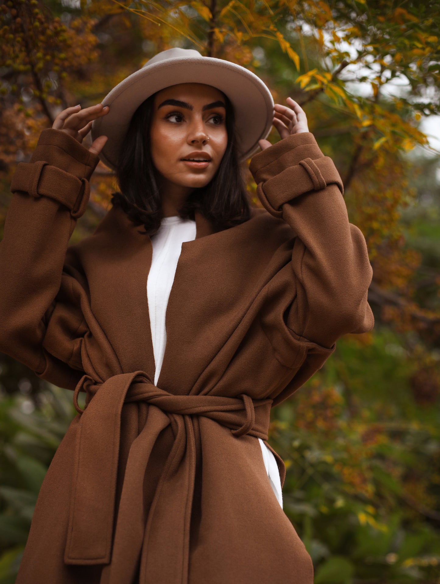 Long Basic Coat in Camel