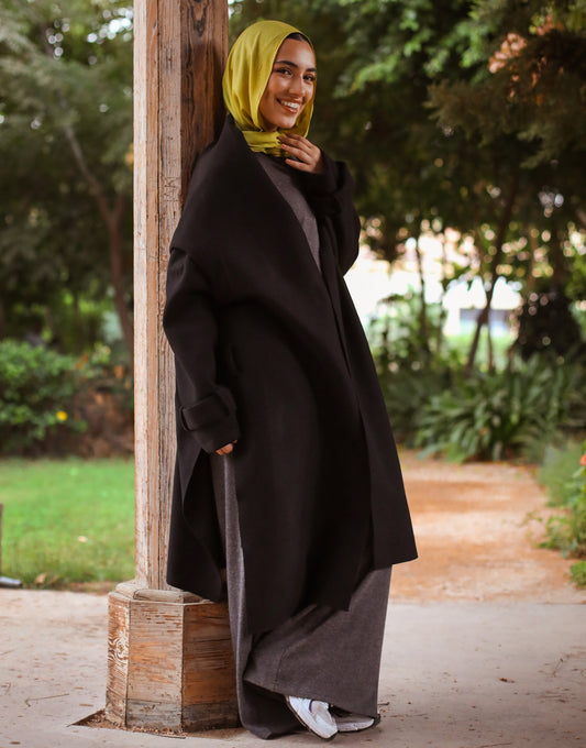 Long Basic Coat in Black