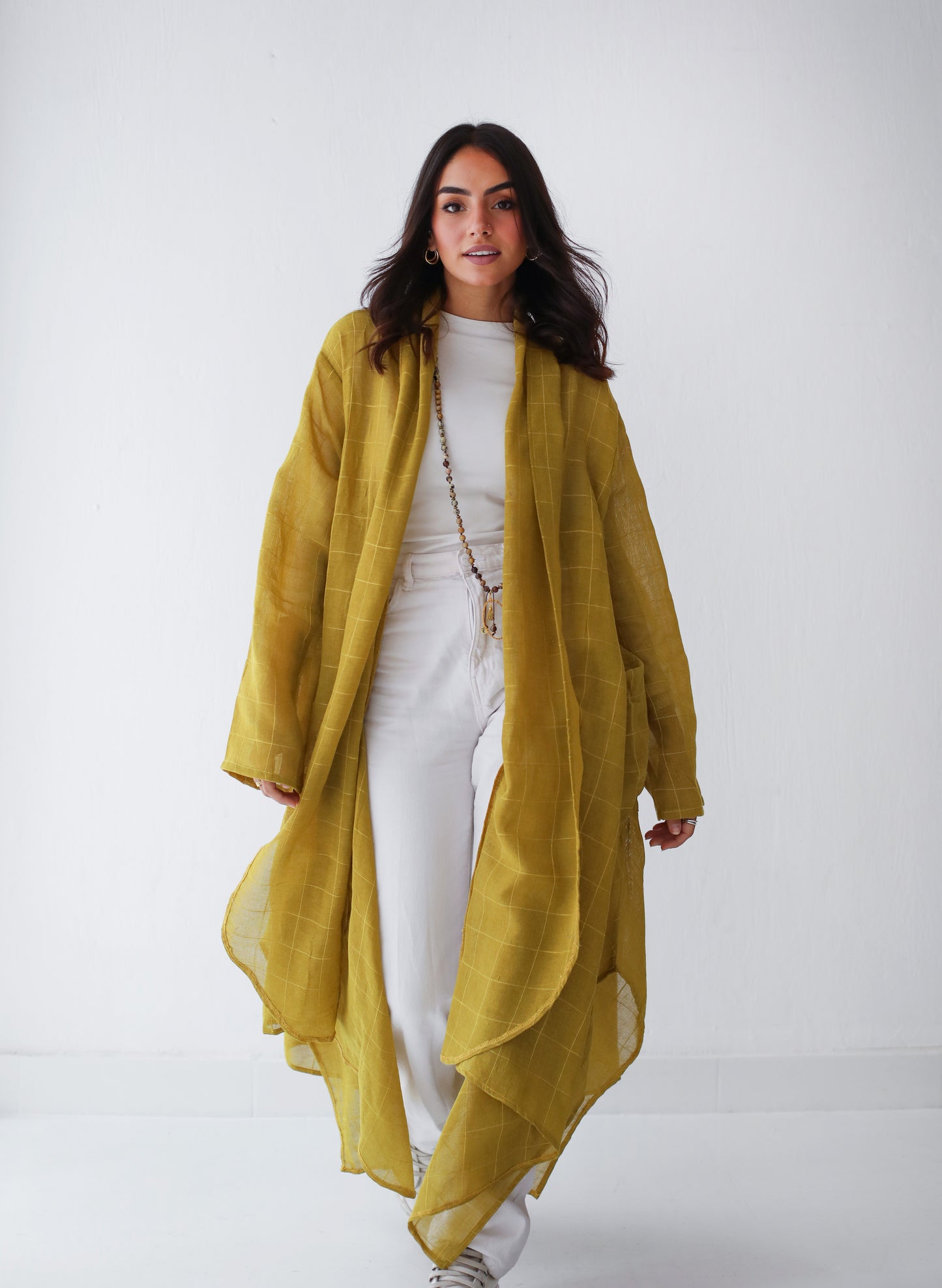 Long daily kimono in yellow