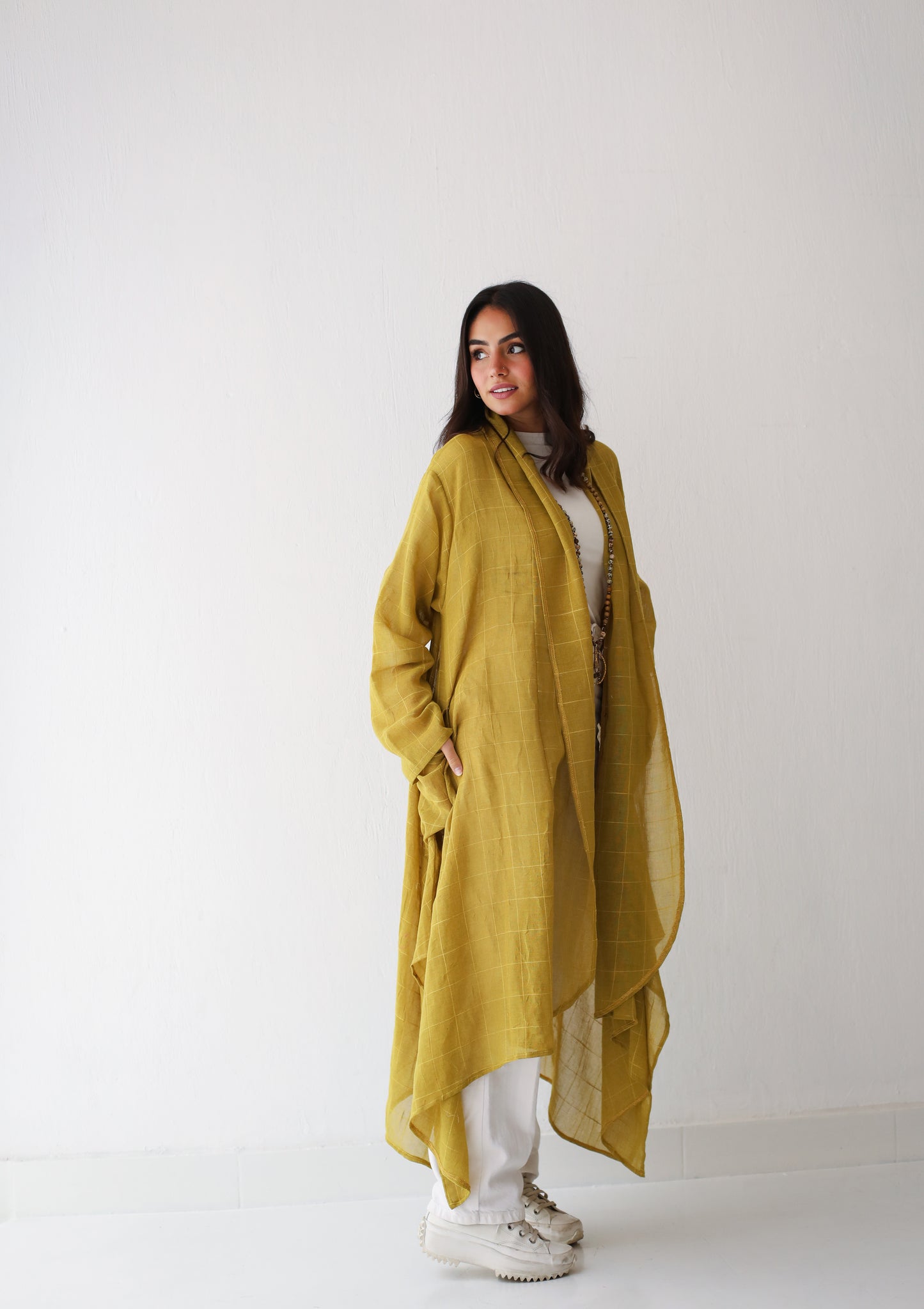 Long daily kimono in yellow