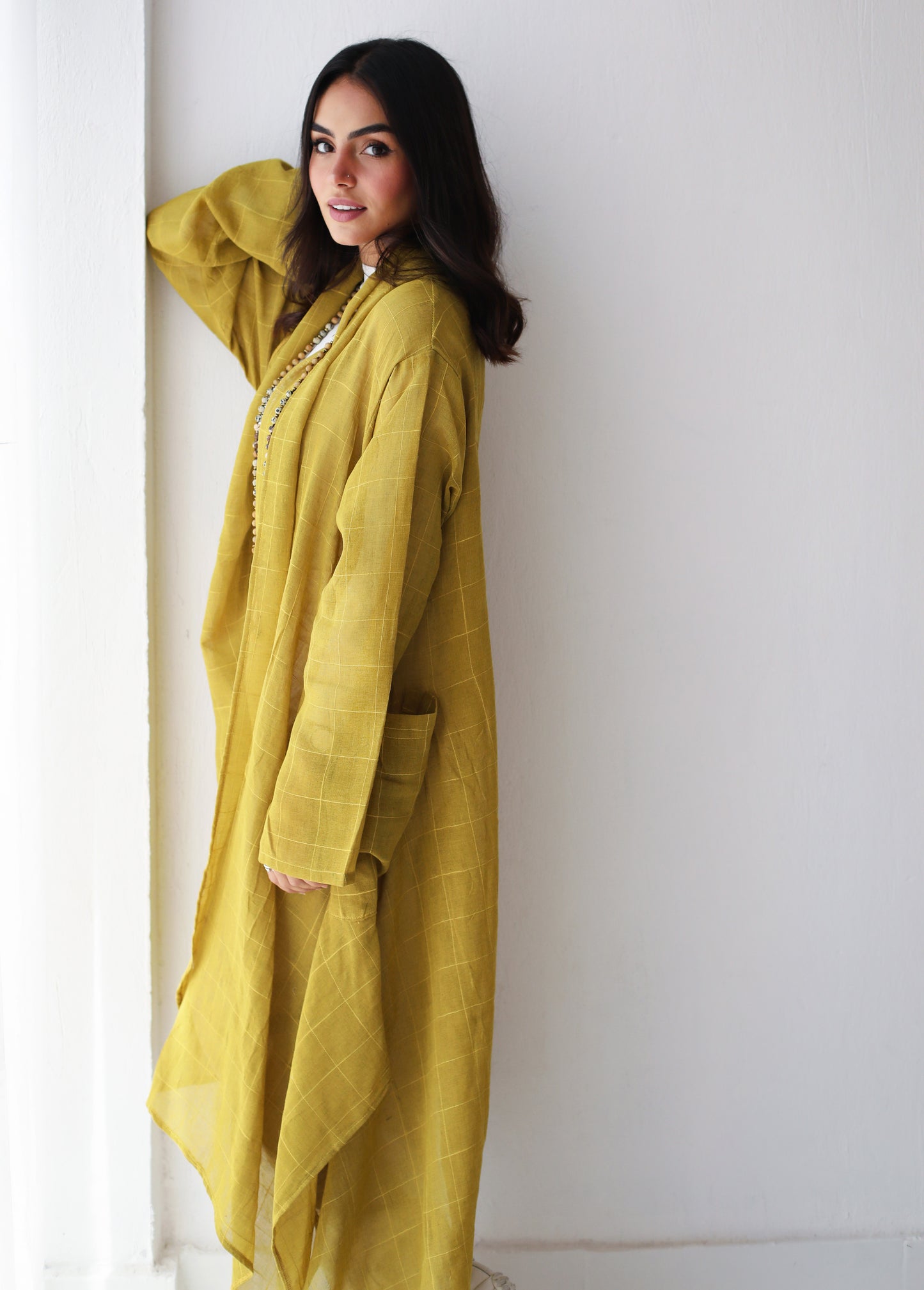 Long daily kimono in yellow