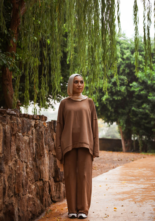 Basic cotton set in Camel