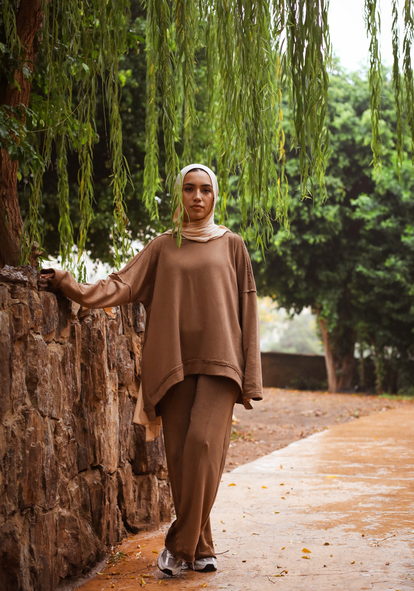 Basic cotton set in Camel