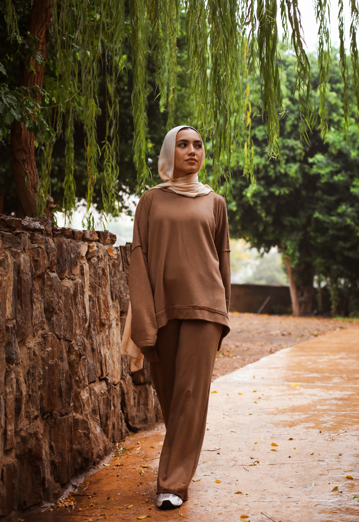 Basic cotton set in Camel