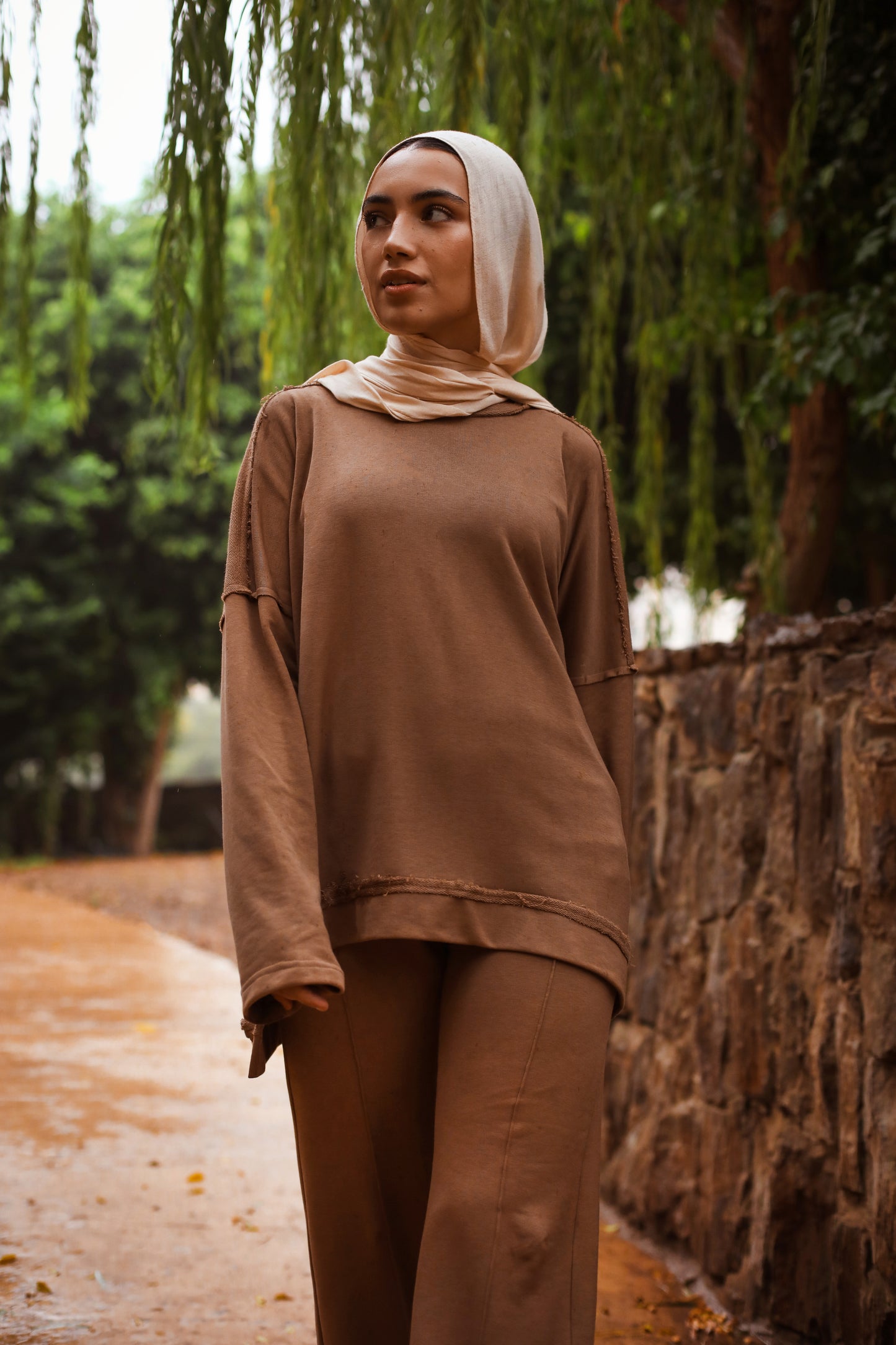 Basic cotton set in Camel