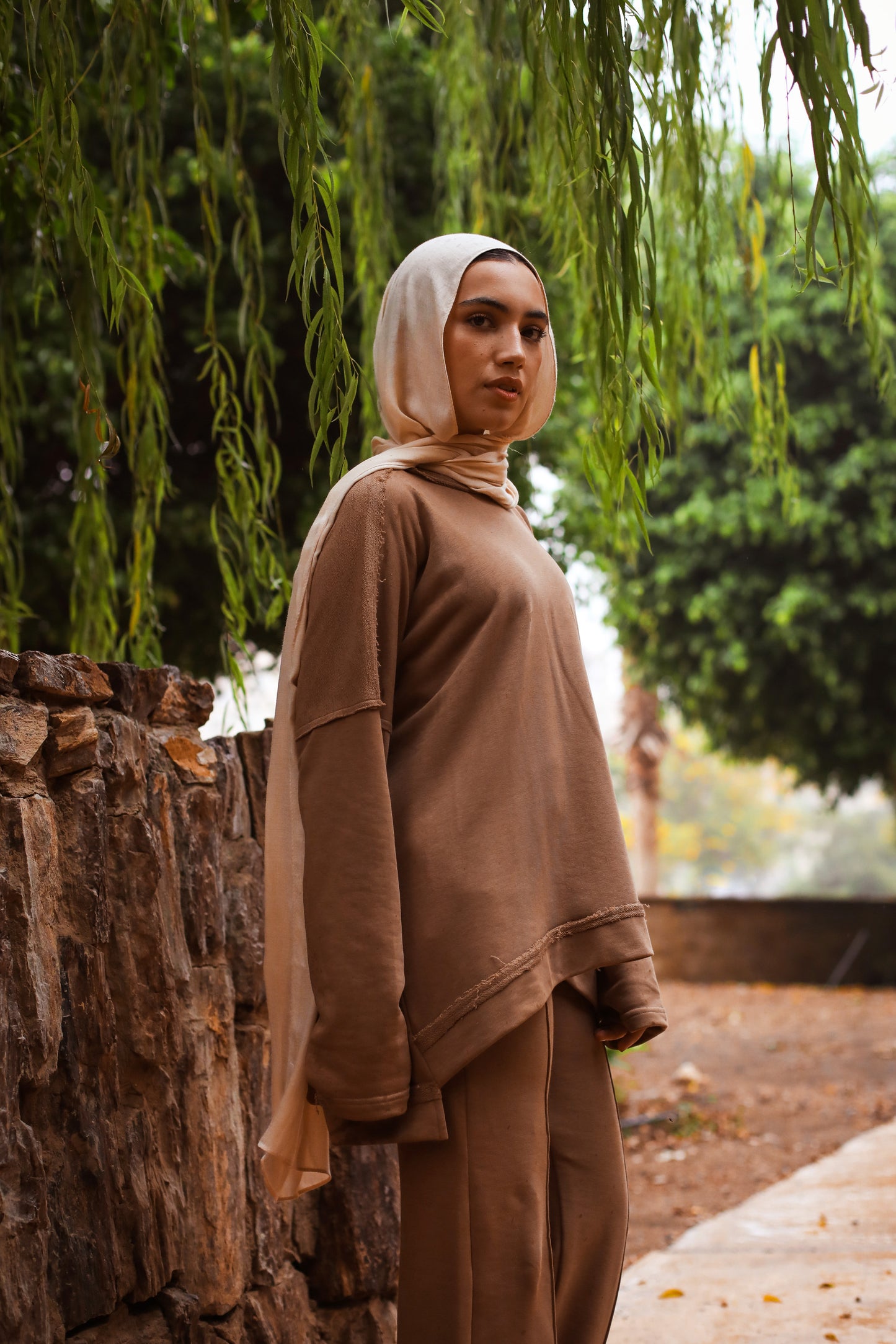 Basic cotton set in Camel