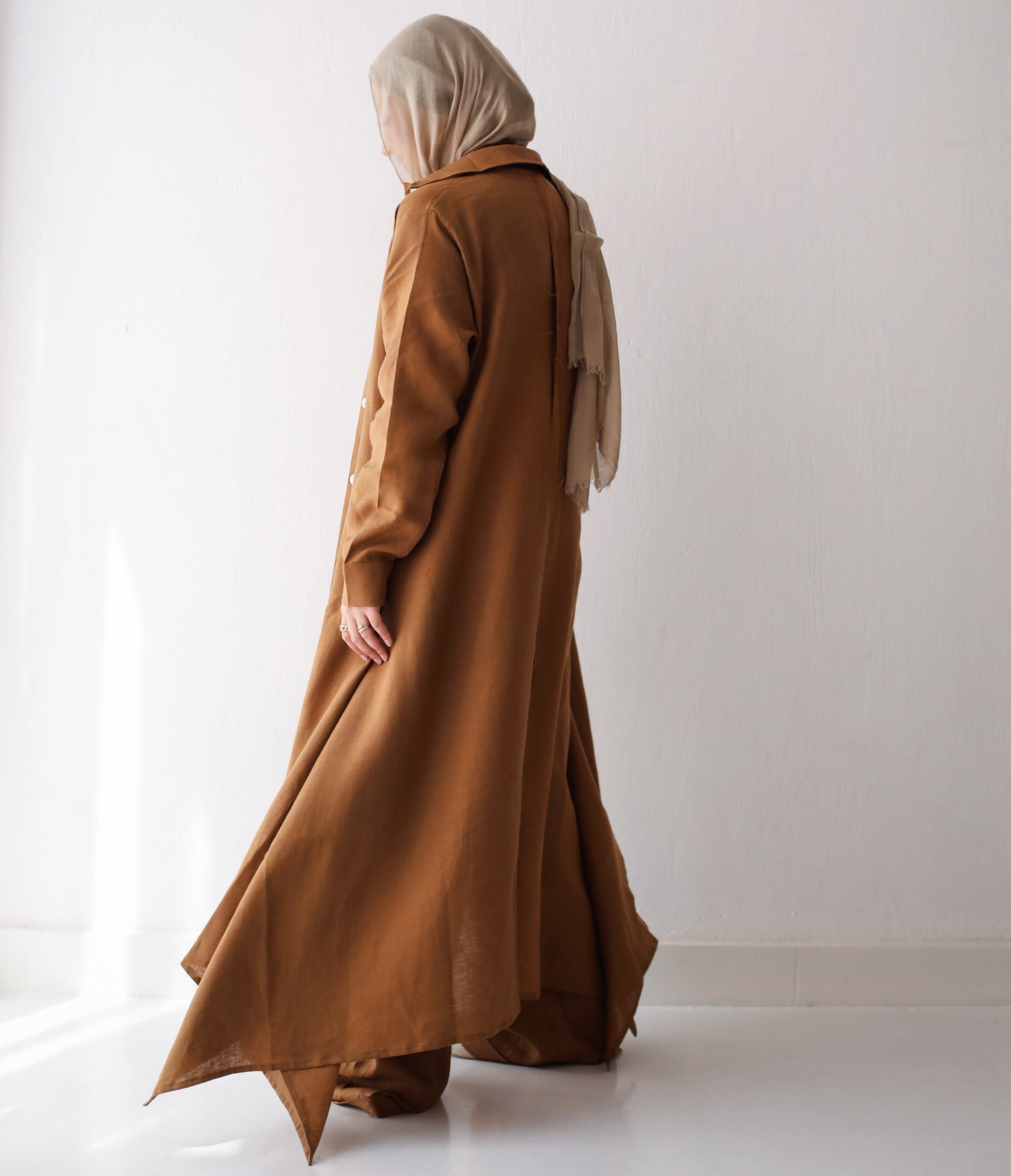 Long shirt linen set in Brown