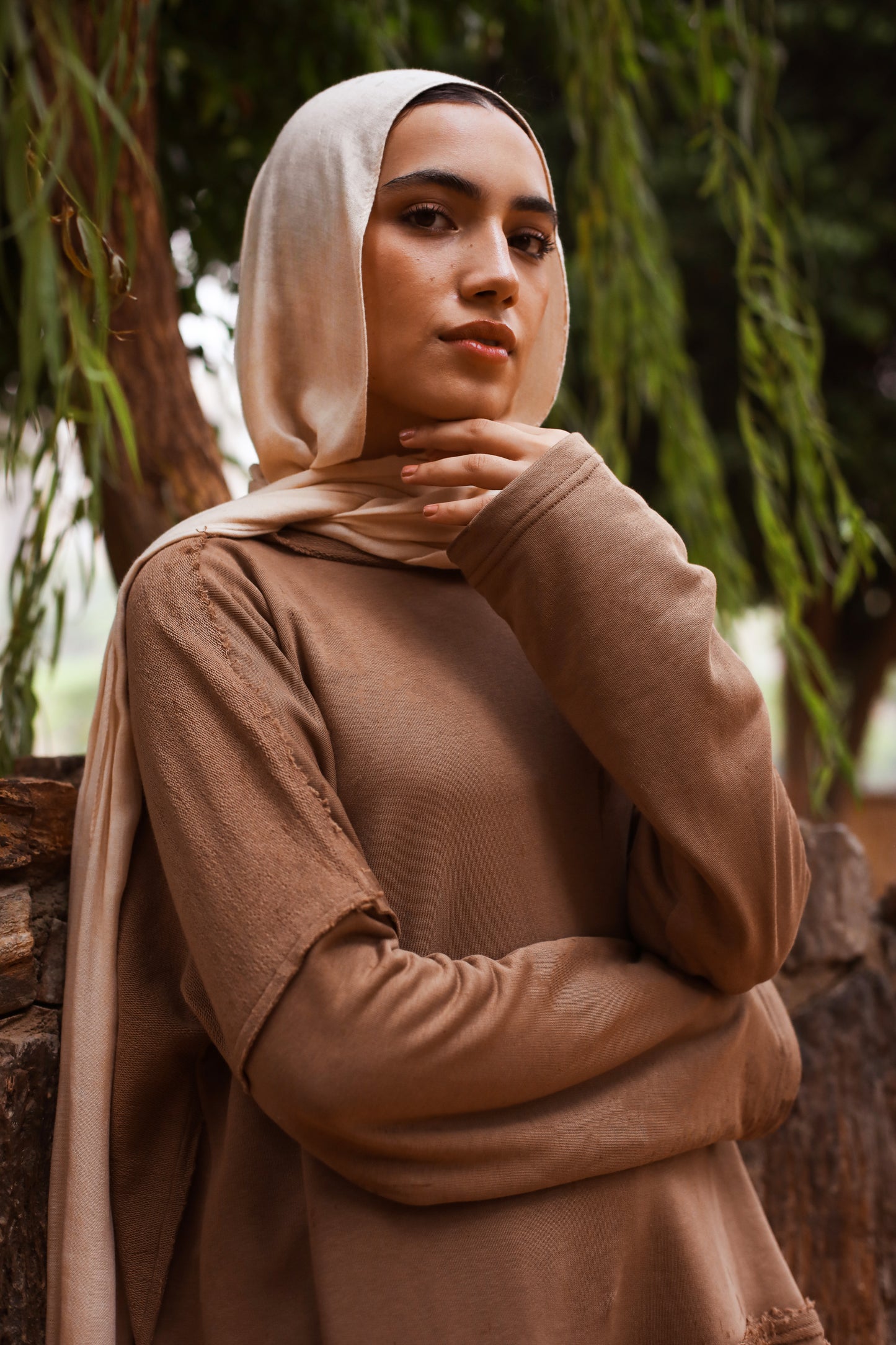 Basic cotton set in Camel