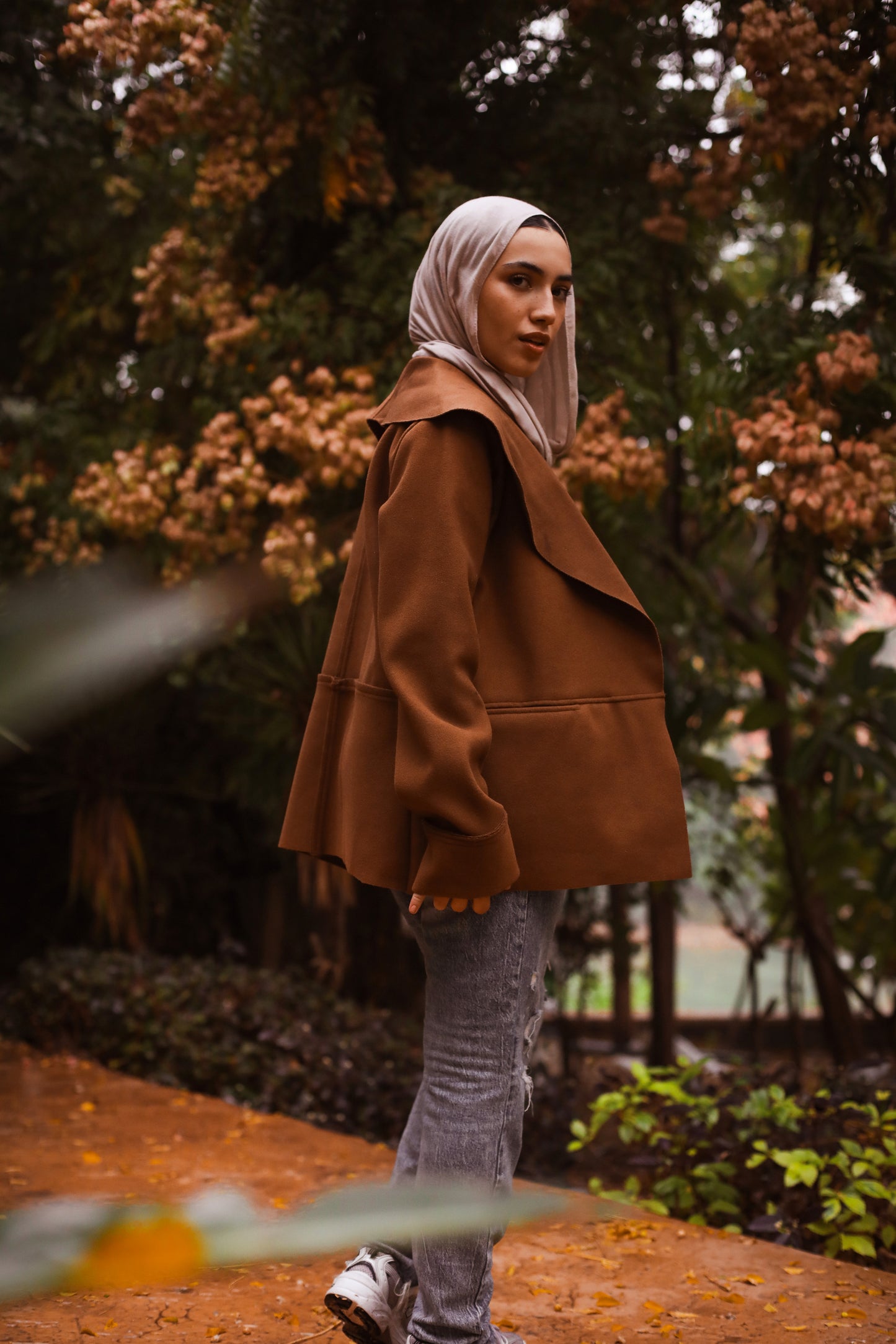 Short Basic Coat in Camel