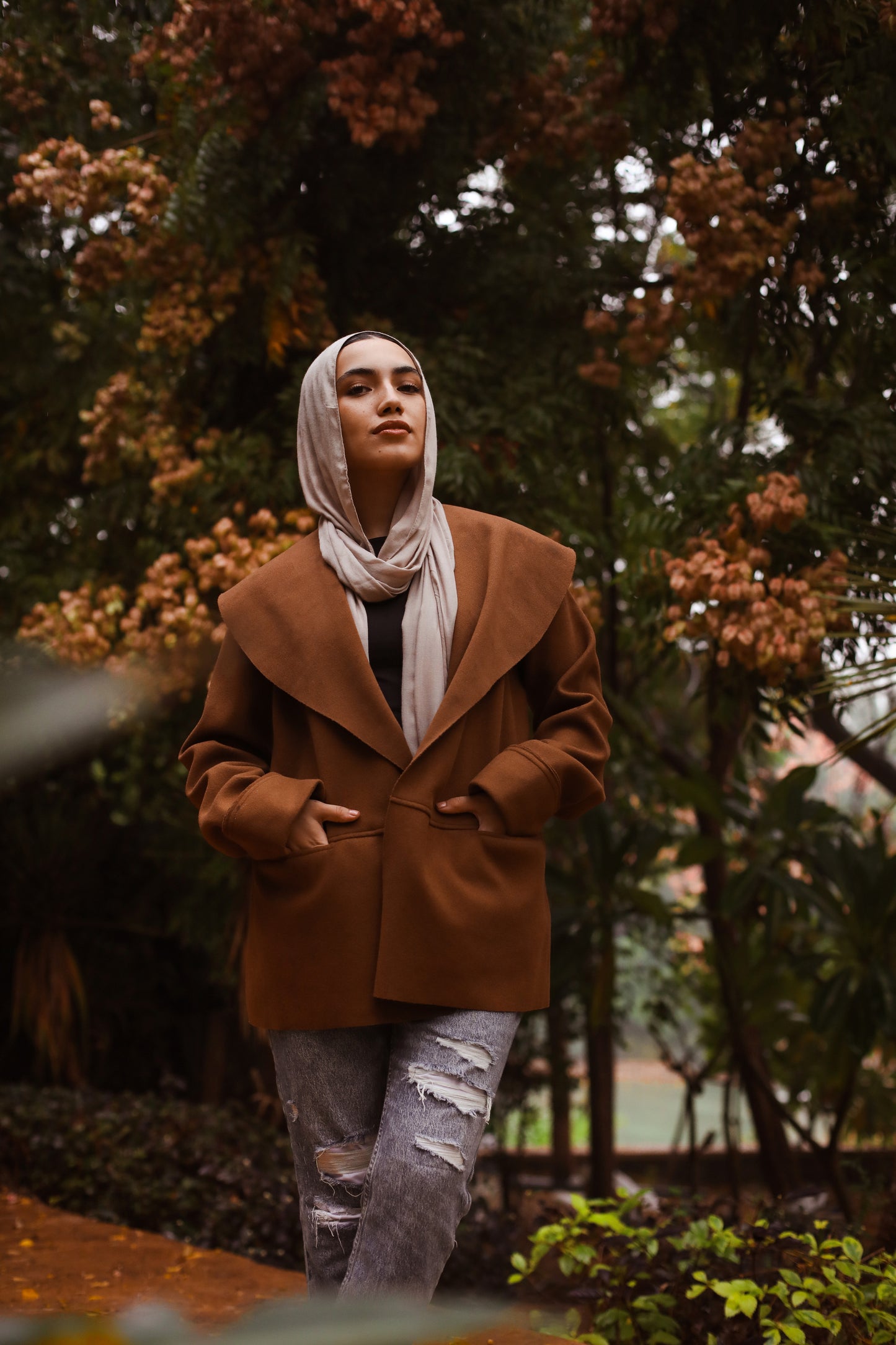 Short Basic Coat in Camel