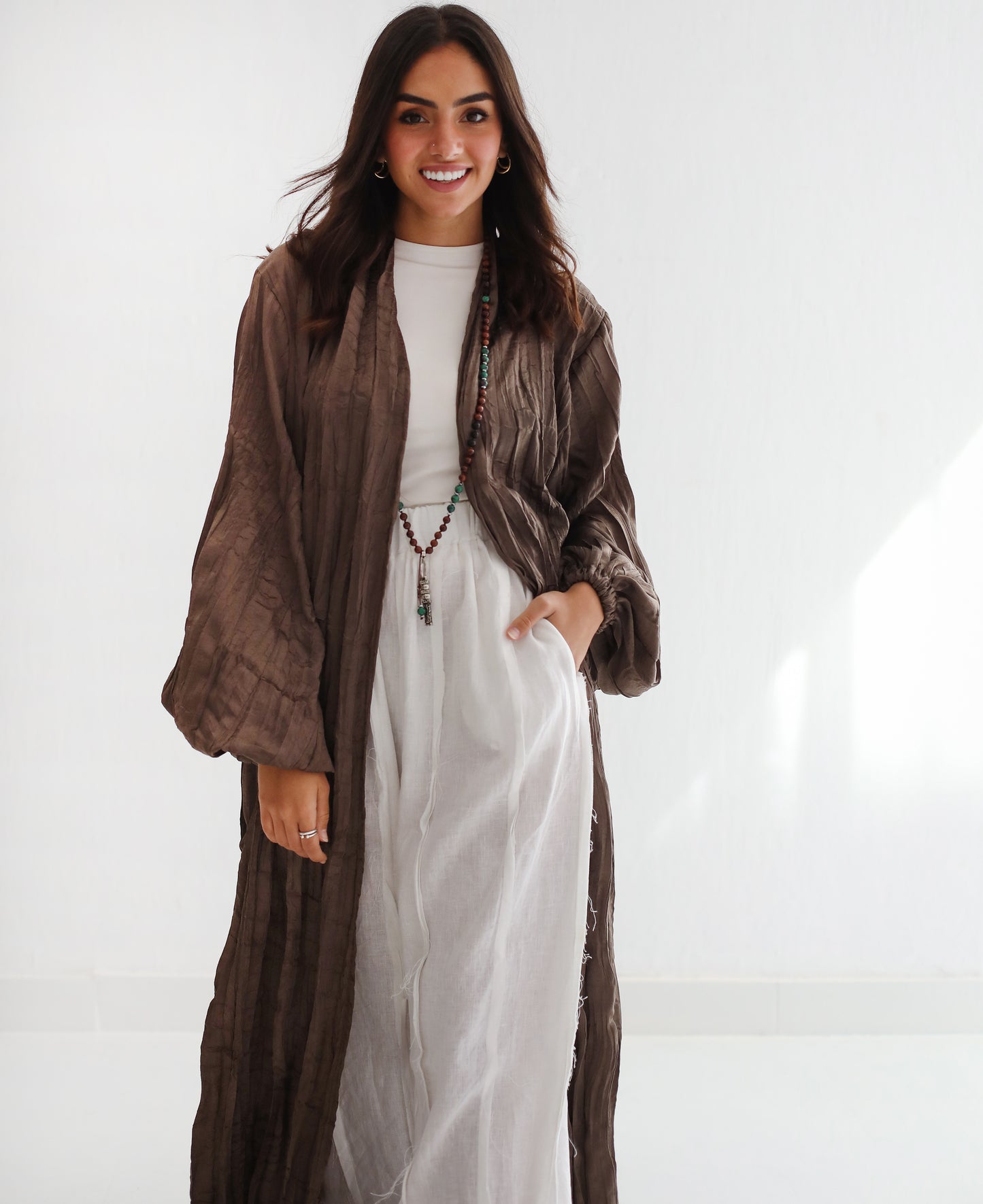 Crushed kimono in brown