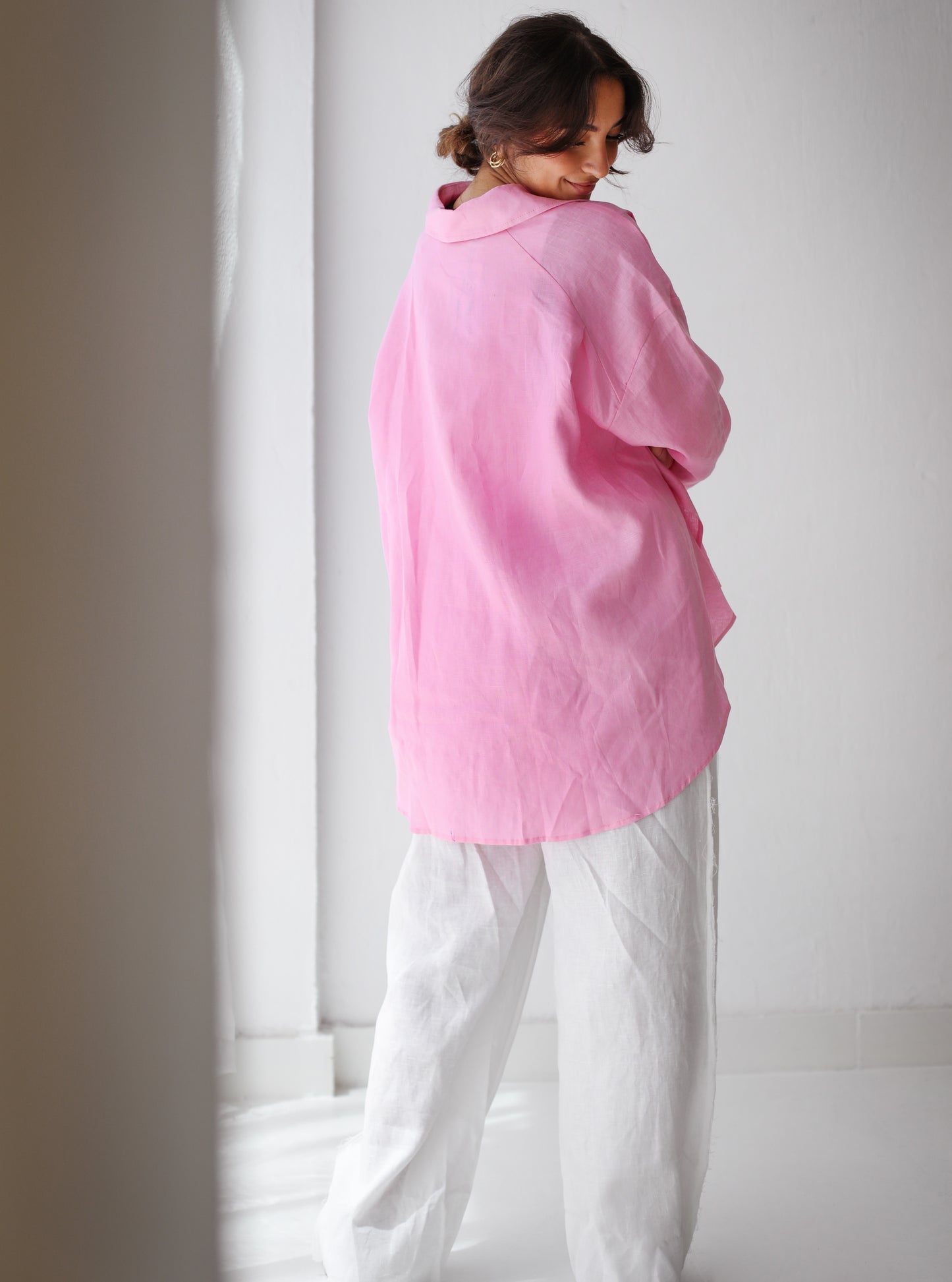 Basic linen shirt in pink