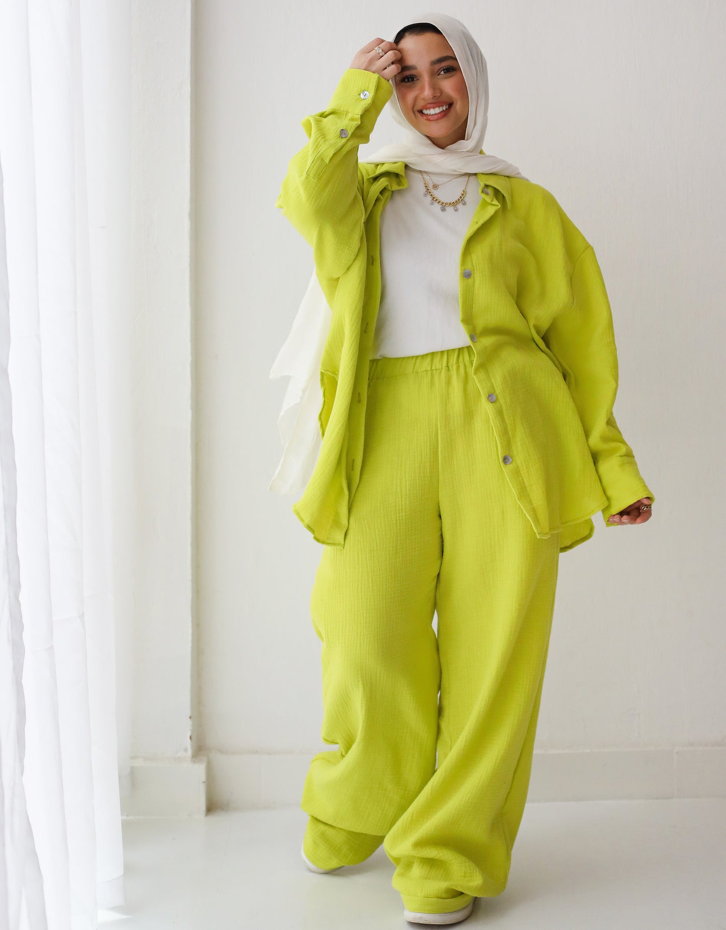 Daily cotton set in lime green