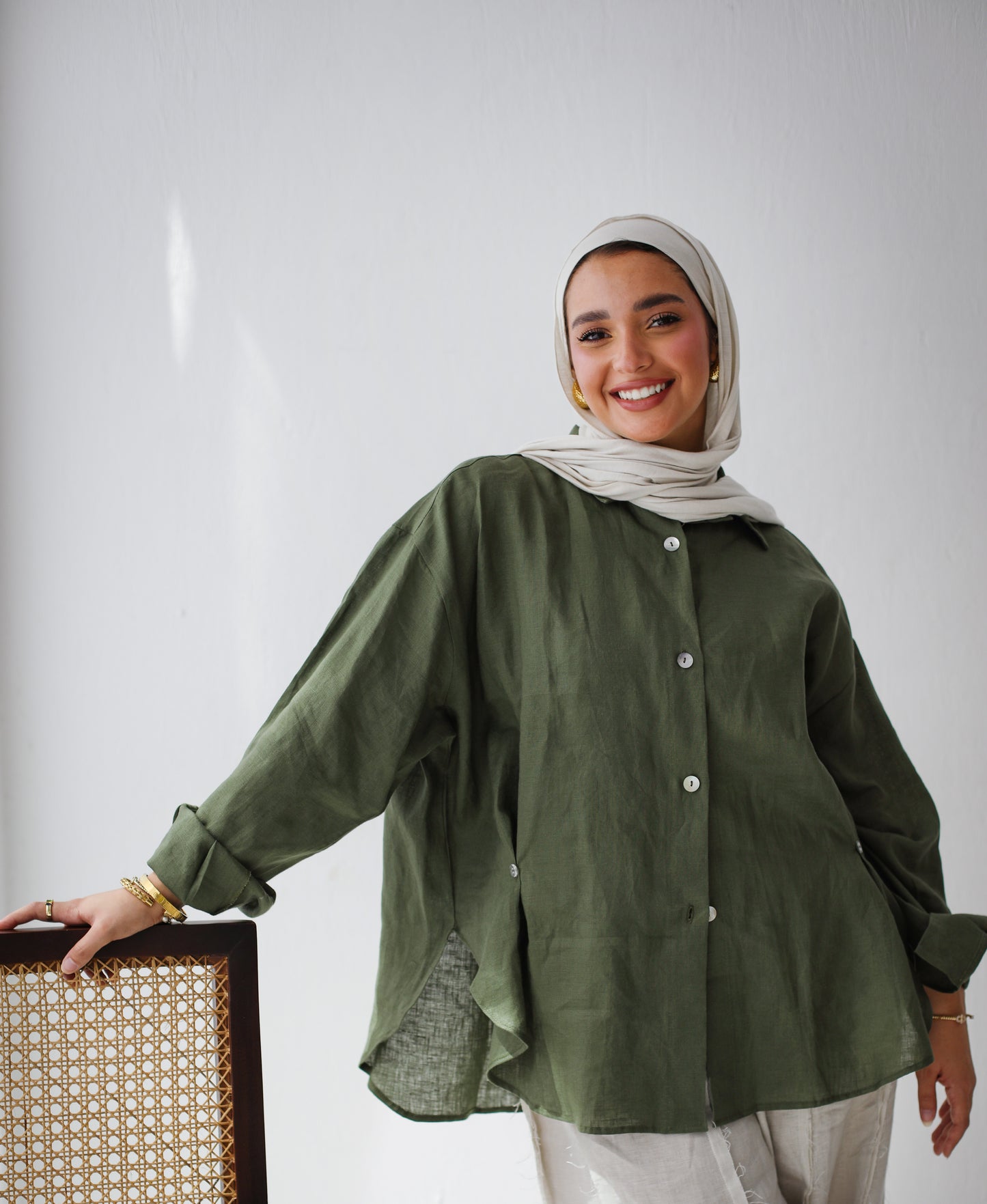 Button shirt in Olive