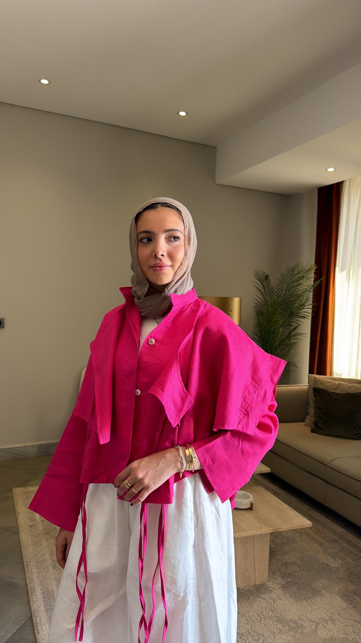 Layered shirt in fuchsia