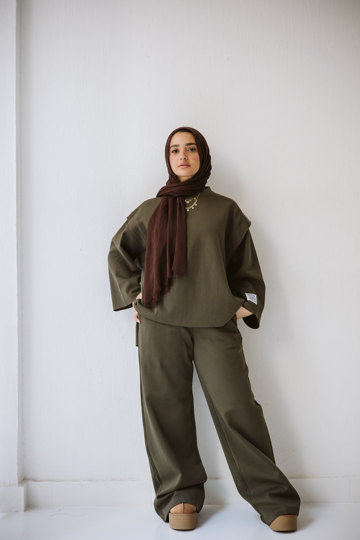 Cotton daily basic set in olive