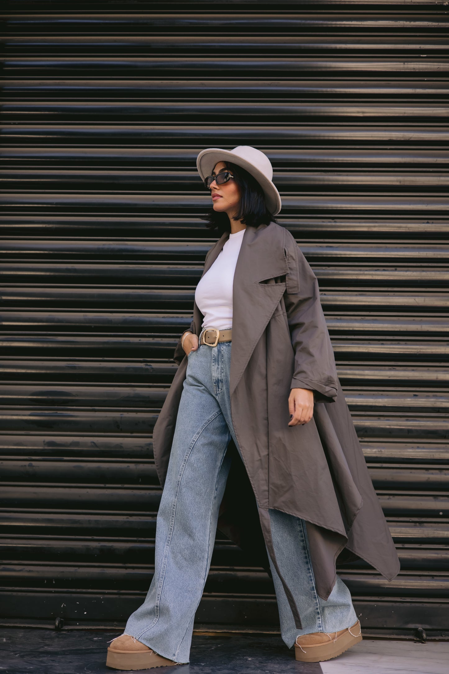 High-low Trench Coat In Greish