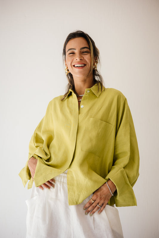 Butterfly Shirt In Lime-green