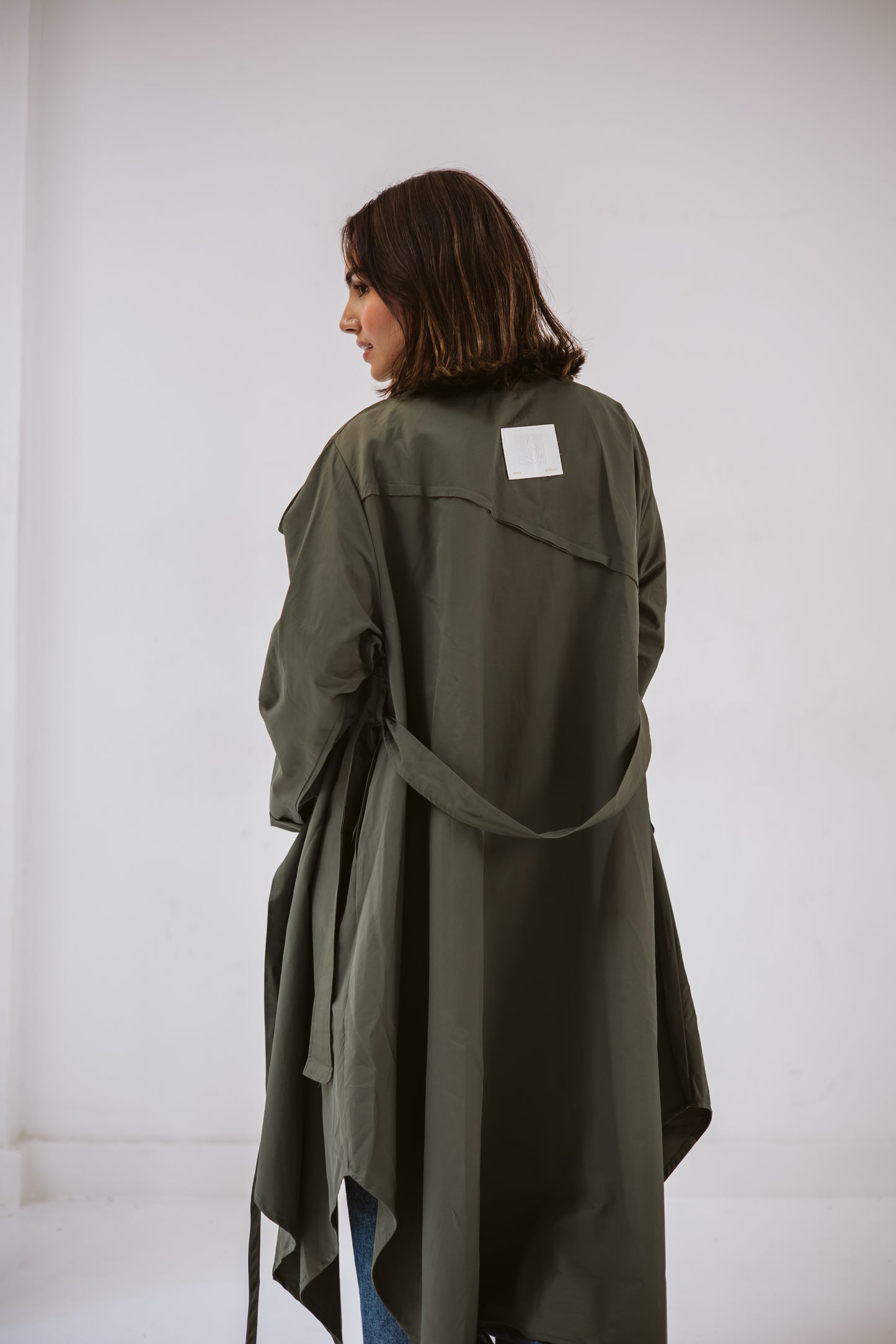 High-low Trench coat In Olive