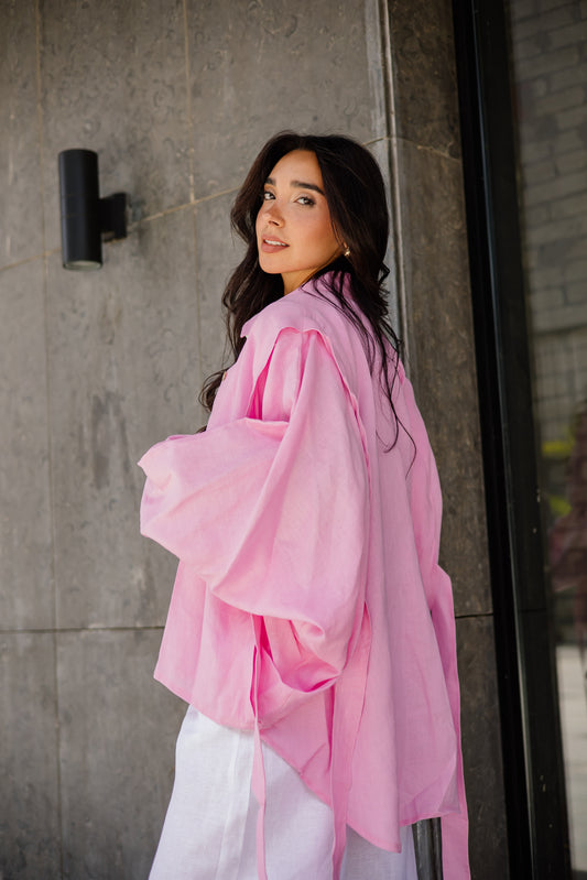 Double Shoulder Shirt In Pink