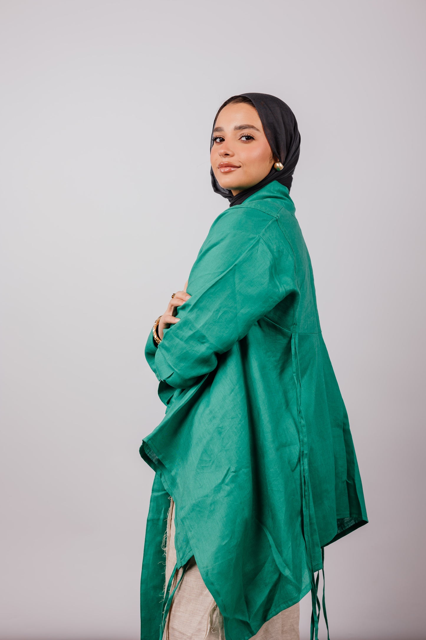 Double Collar With Fringes In Green