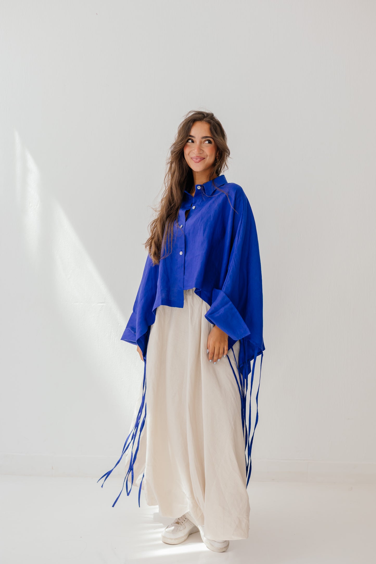 Fringes shirt in royal-blue