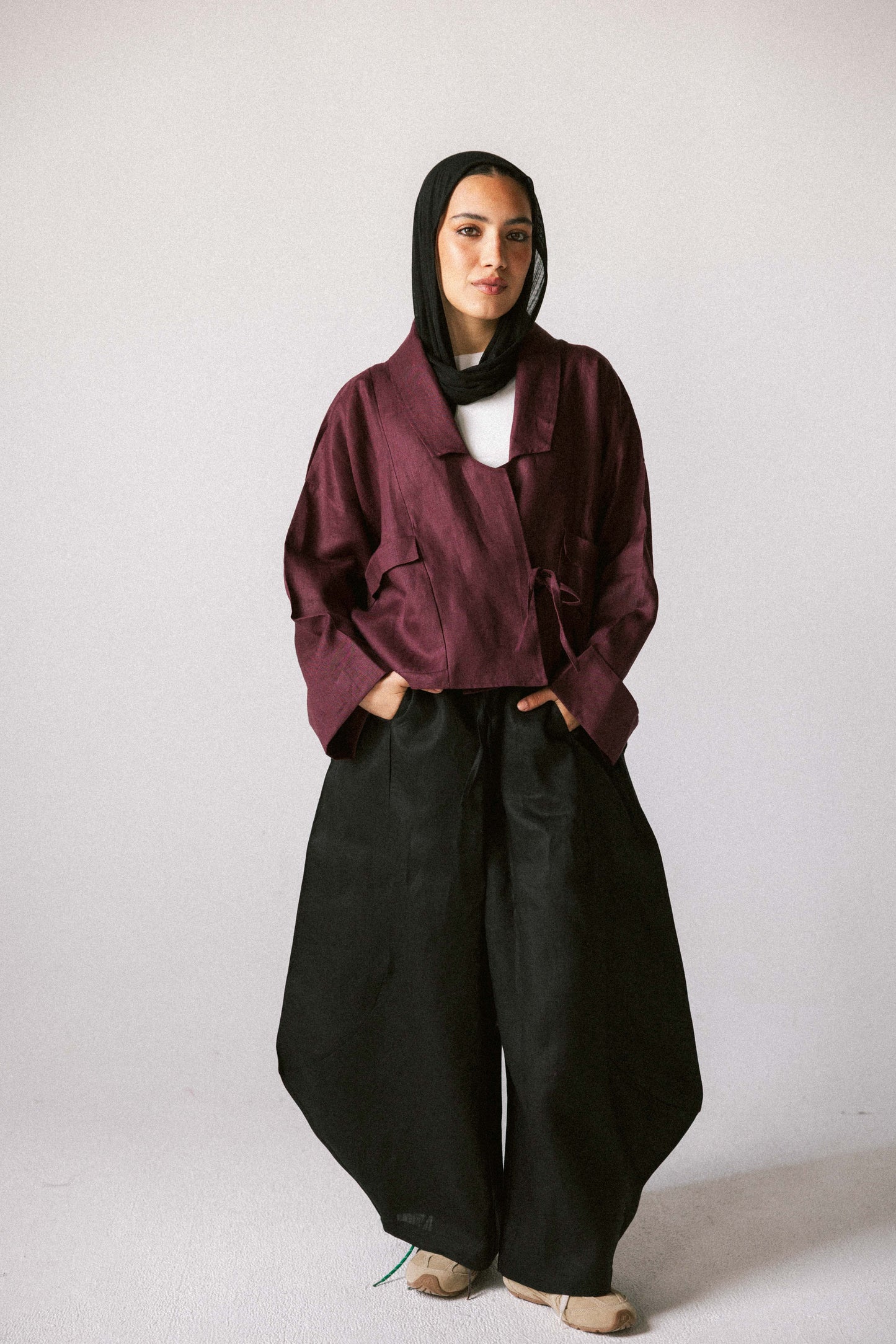 Pocket kimono in burgandy