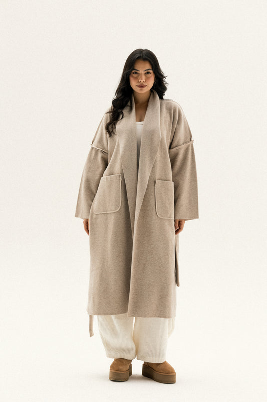 Long Pocket Coat In Cafe