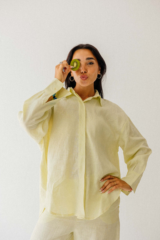 Daily Linen Shirt In Butter-lemon