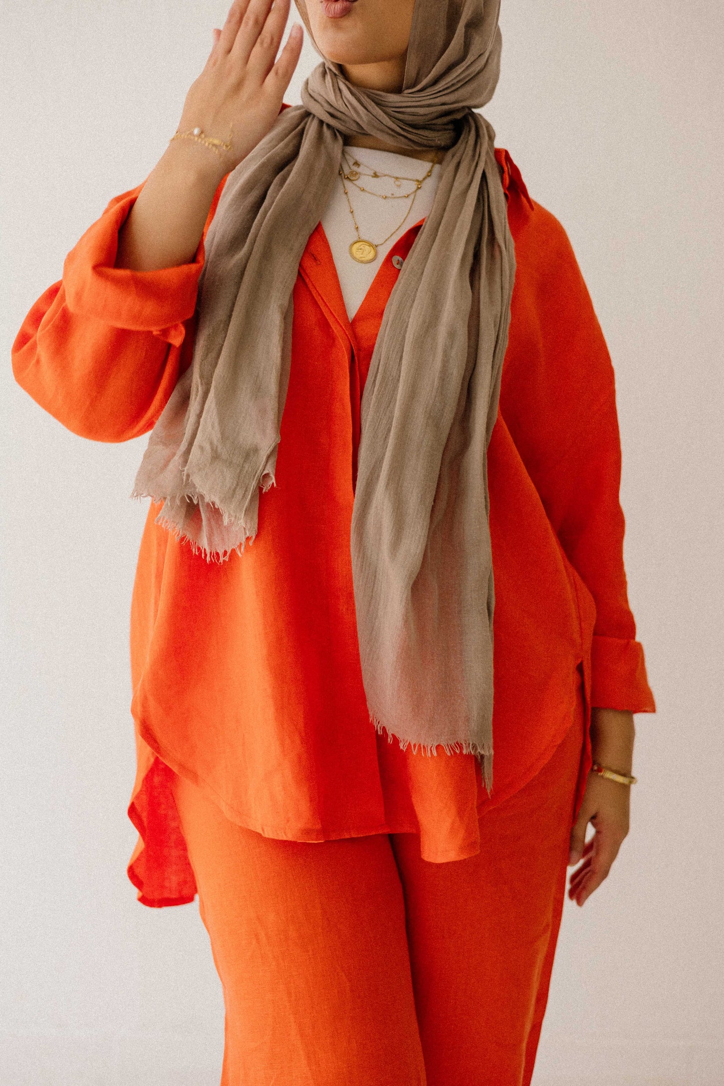 Daily Linen Shirt In Orange