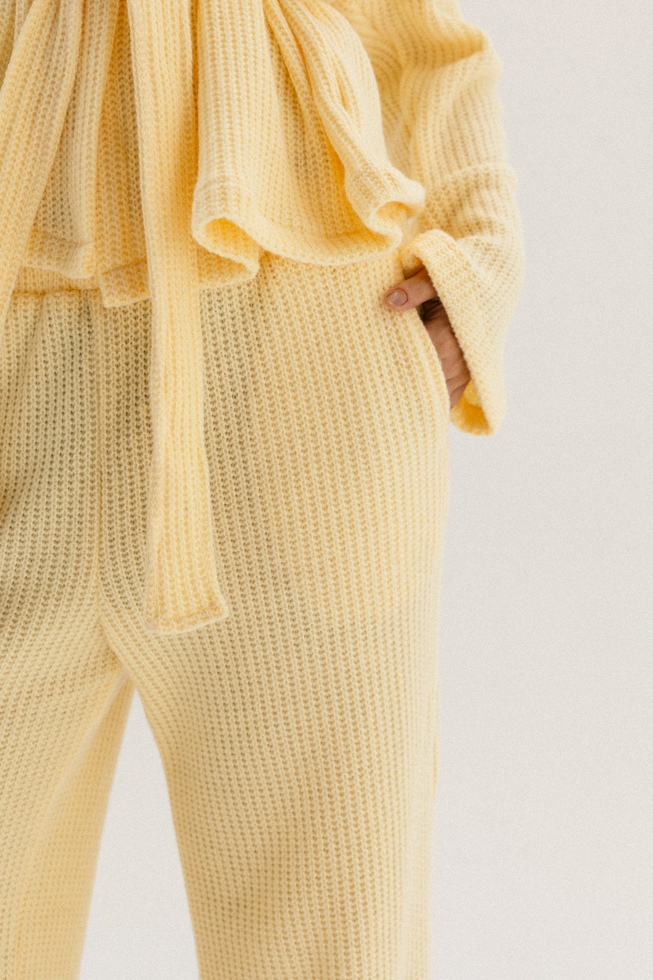 Short Kimono Knitted set In Butter Yellow