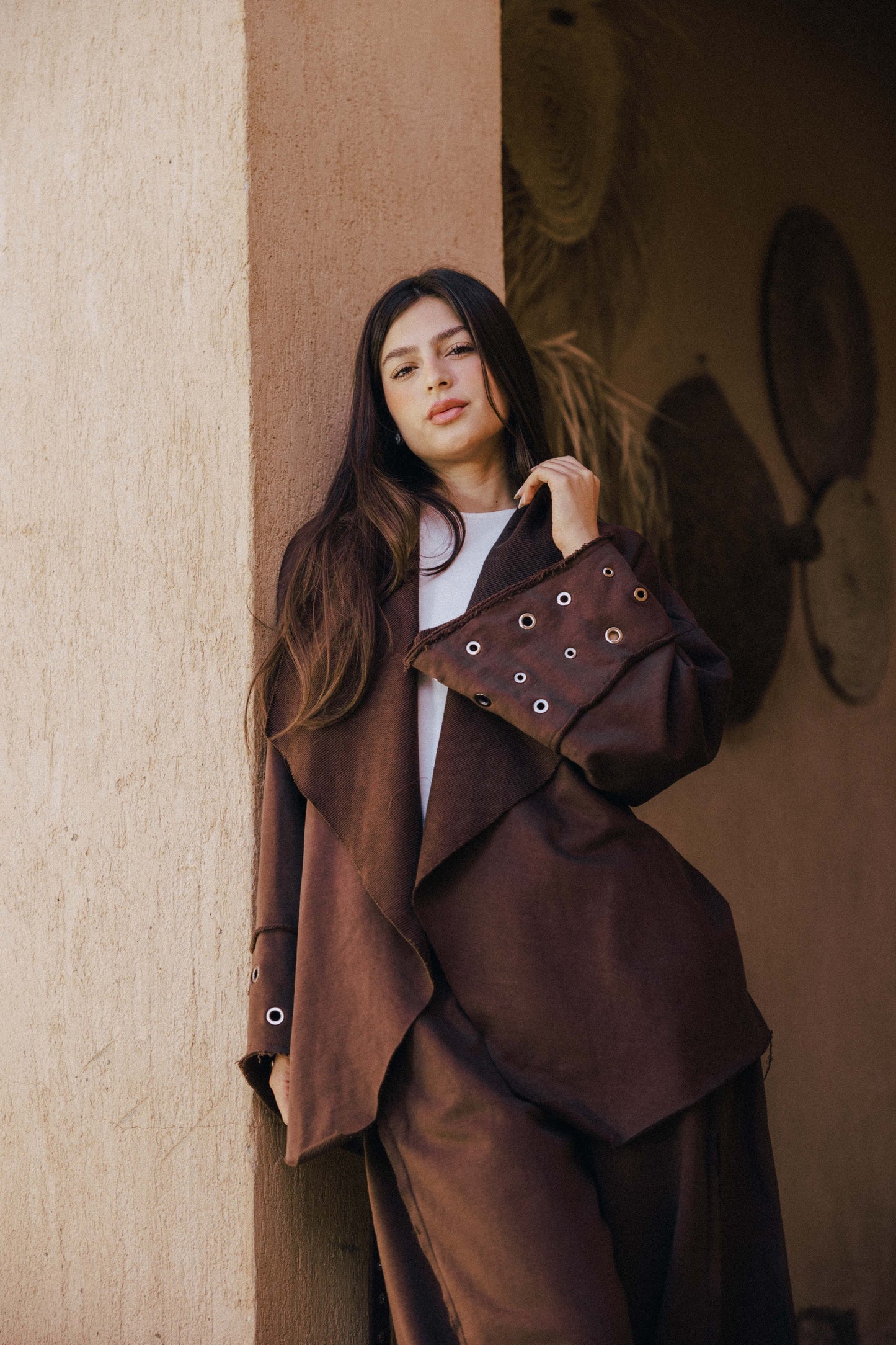 Rouh Cotton Set In Brown