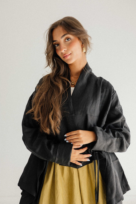 Elastic Kimono In Black
