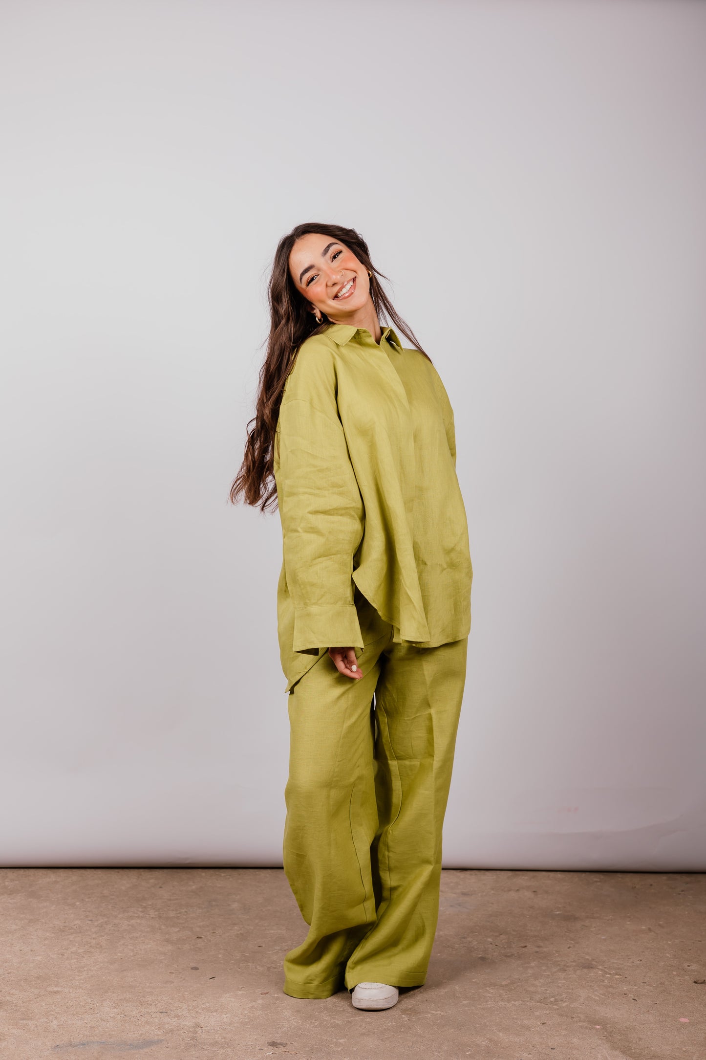 Daily Linen Shirt In Lime-green