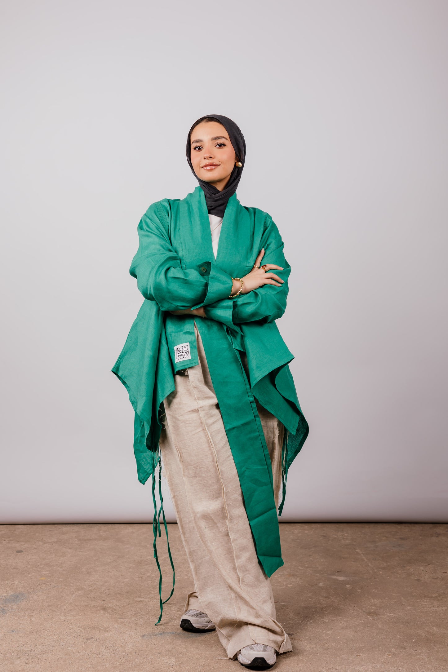 Double Collar With Fringes In Green