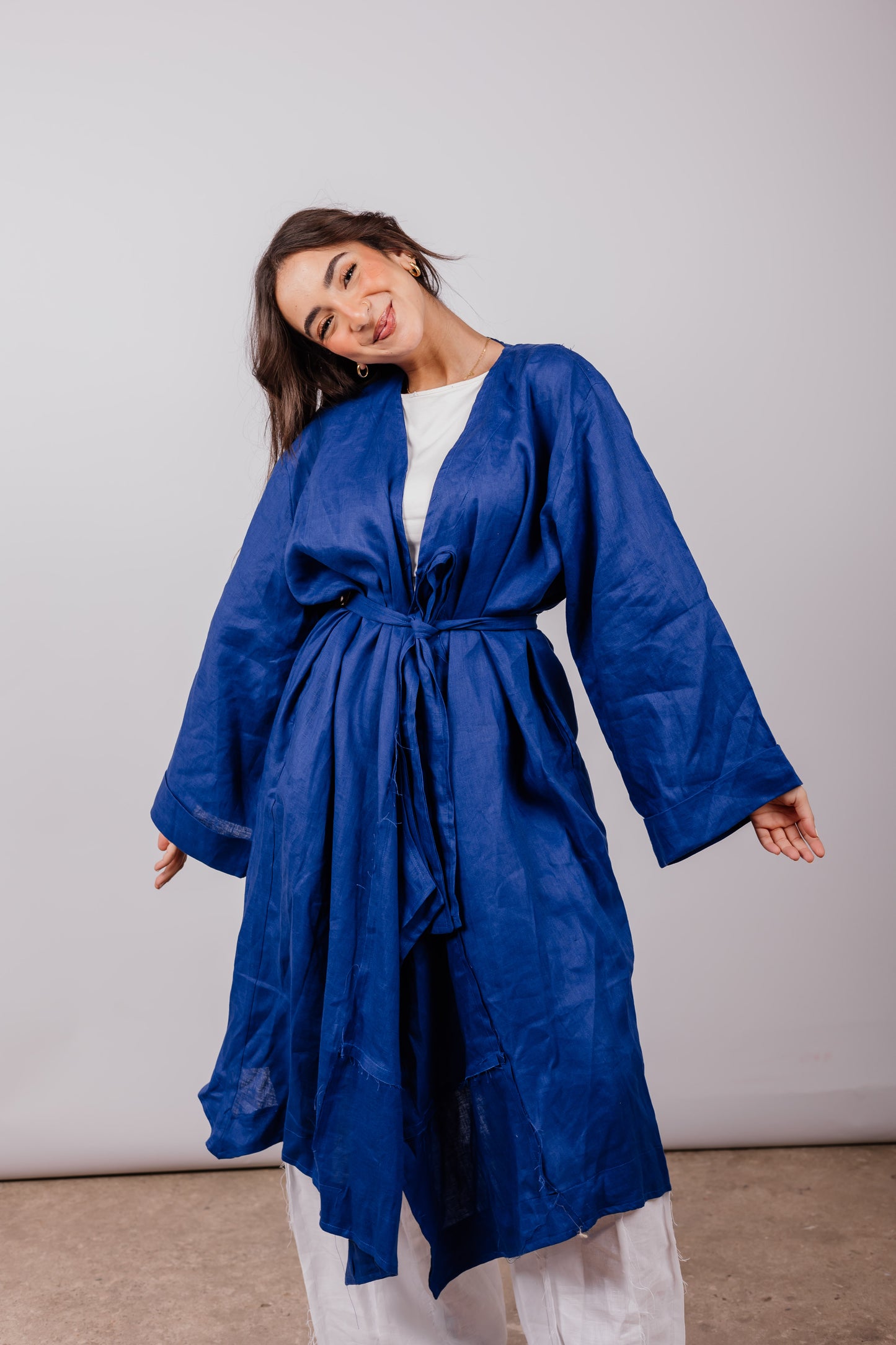 Basic Kimono In Royal-blue